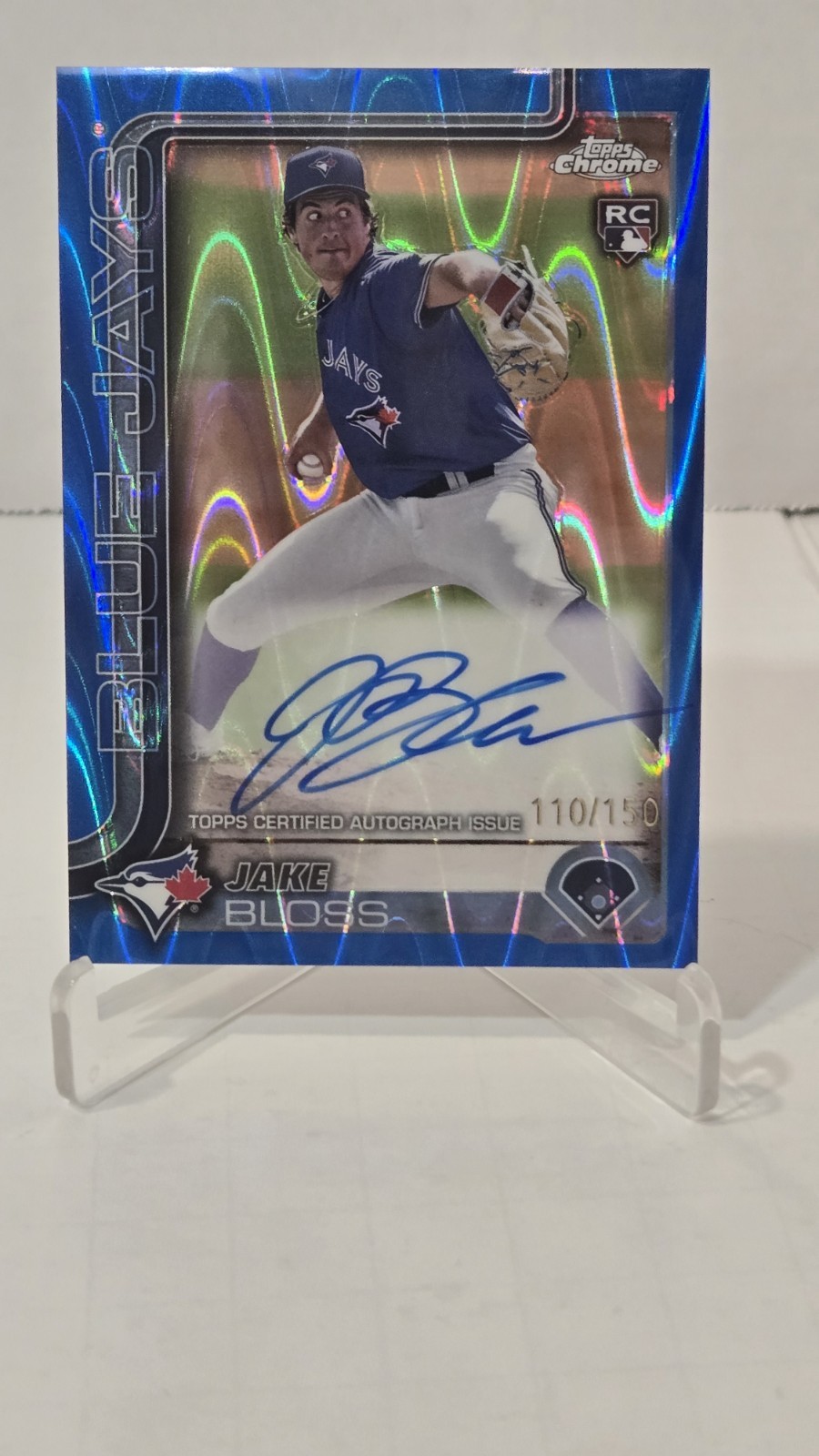 🔥2025 Topps Chrome Jake Bloss RC⚾️ON CARD AUTO BLUE RAYWAVE NUMBERED 110/150!🔥
