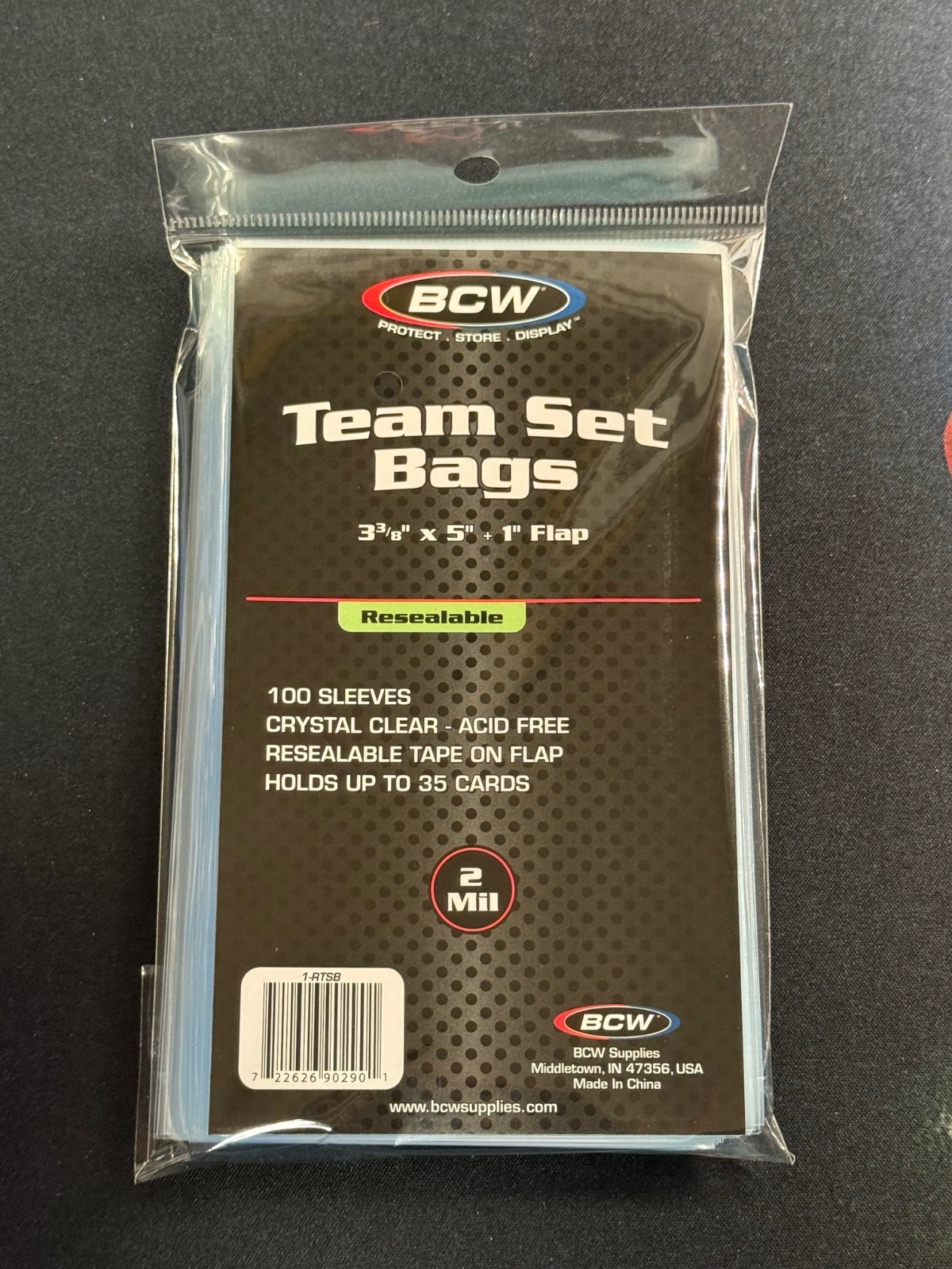 BCW Standard Team Bags (100) Ultra Clear – 2 mil – resealable –