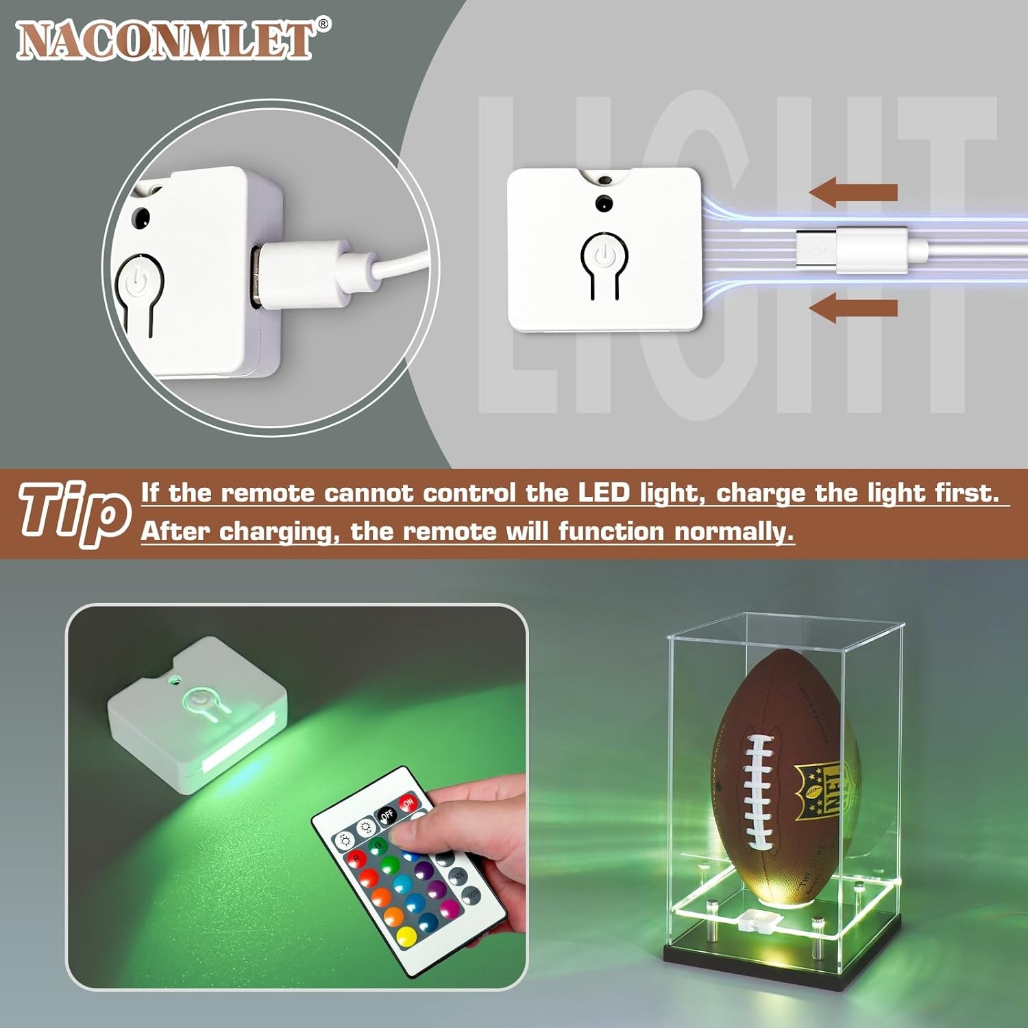 Basketball Display Case w/ LED Light Clear Acrylic Stand for Sports Collectibles