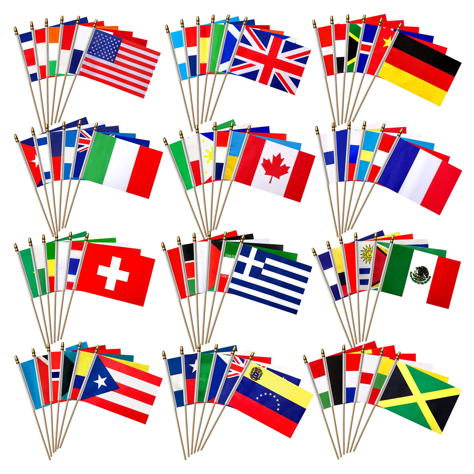 LoveVC 100 Countries International World Flags on Wooden 100