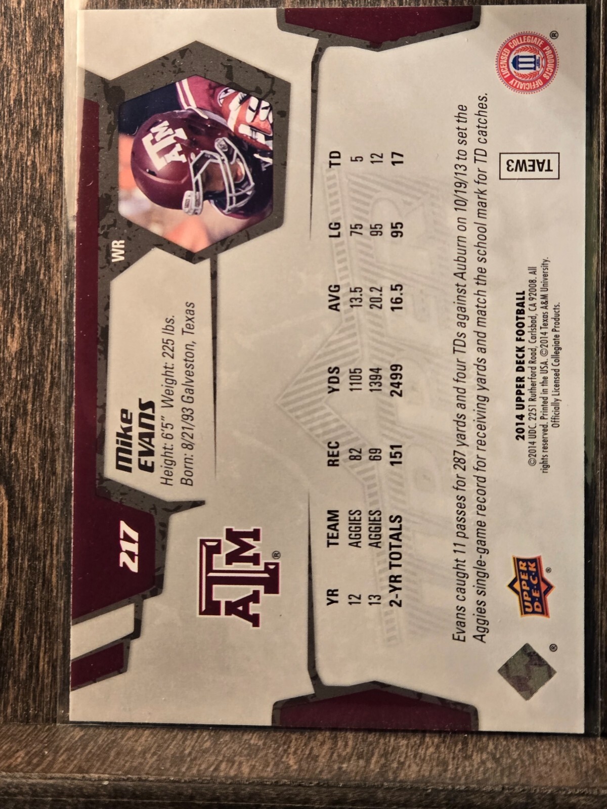2014 Upper Deck Star Rookies Mike Evans #217 Rookie RARE SP RC