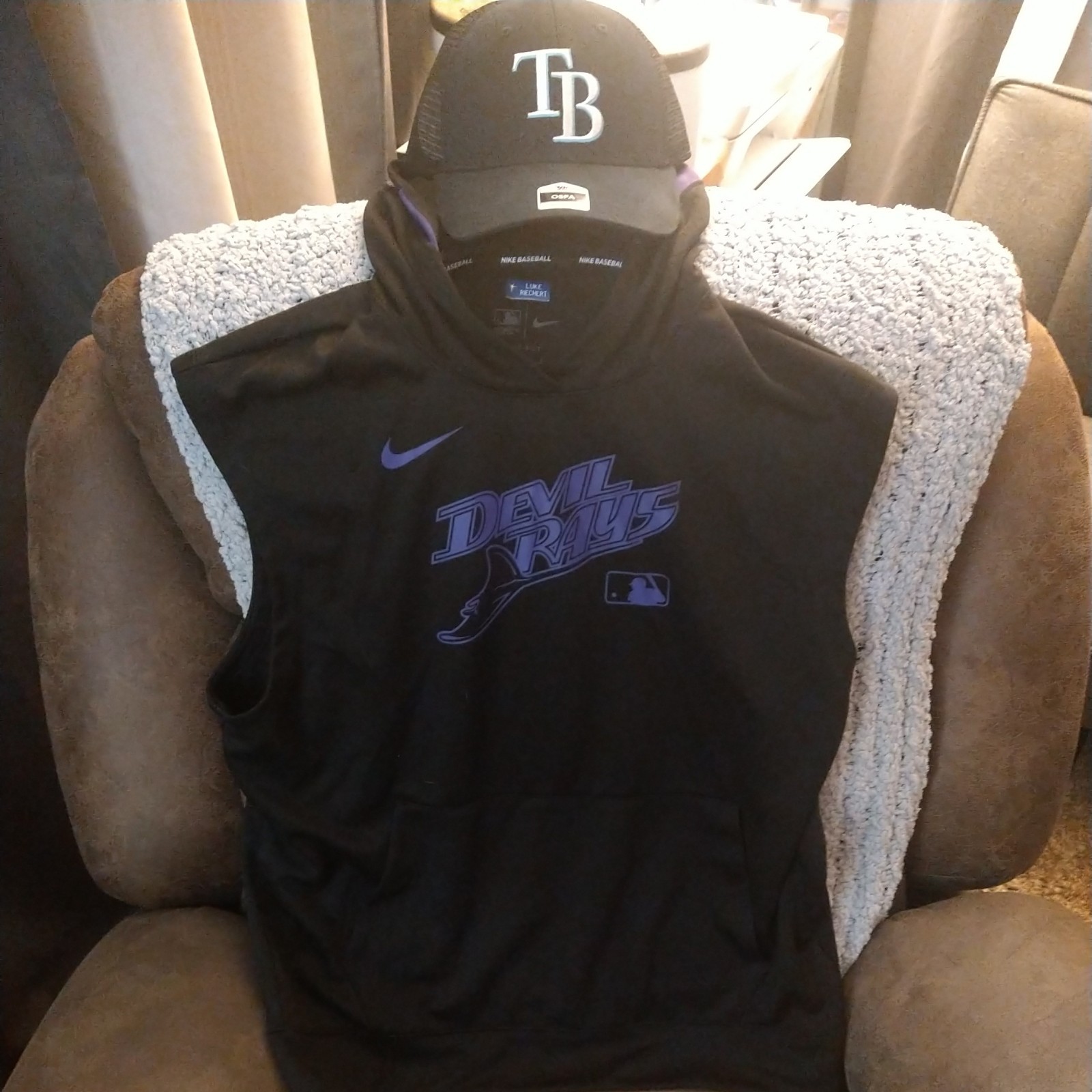 Nike 2025 Black Purple Devil Rays Authentic Collection Luke Riechert Issued LG