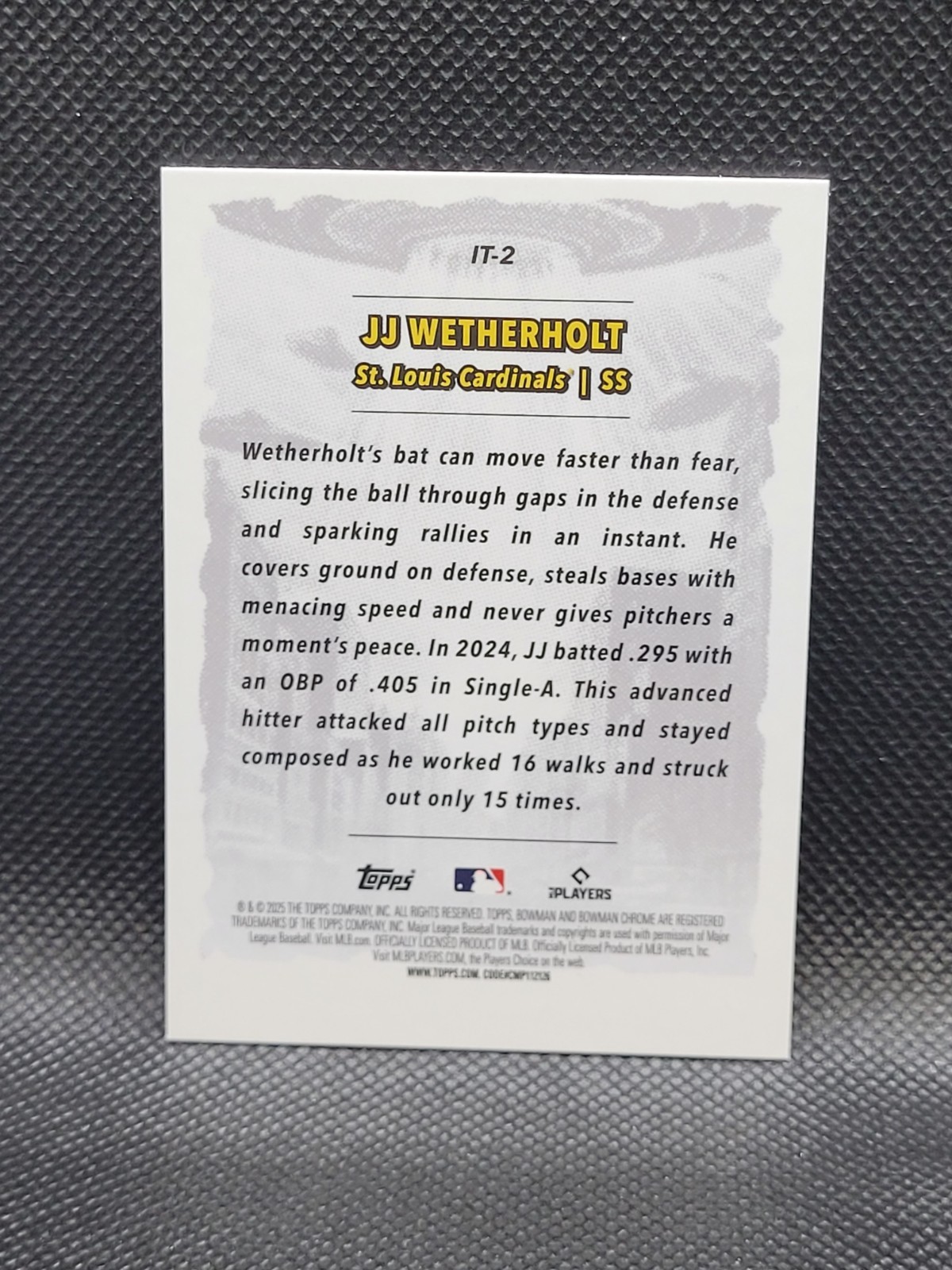 2025 Bowman Chrome JJ WETHERHOLT It Came To The League refractor RC – Cardinals