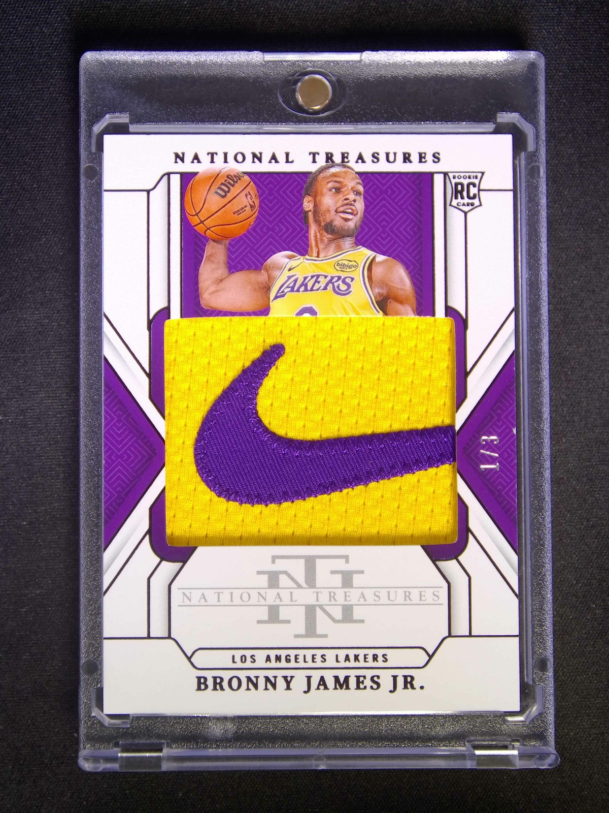 1/3≈1/1 2024-25 Panini National Treasures Bronny James Jr. RC Brand Logo Patch