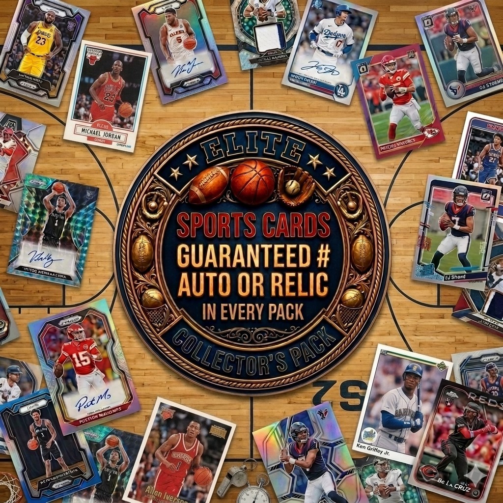 AUTO # OR RELIC IN EVERY PACK- 5 Cards PER PACK NFL MLB NBA Collector’s Pack!!!