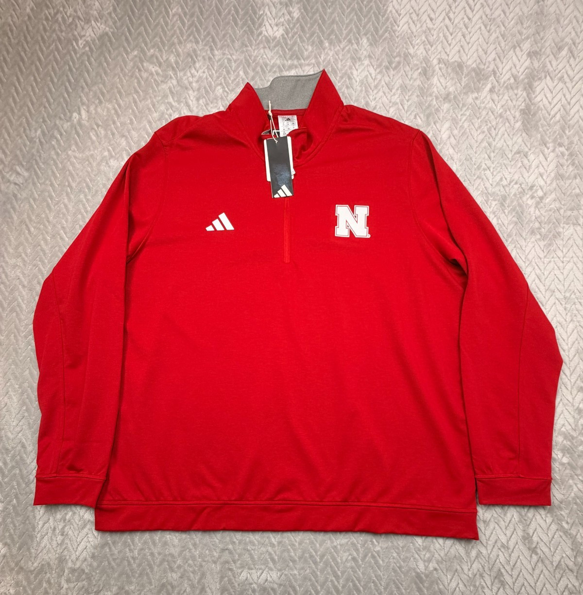 adidas Nebraska Cornhuskers Elevated Quarter-Zip Pullover Red Mens 2XL New