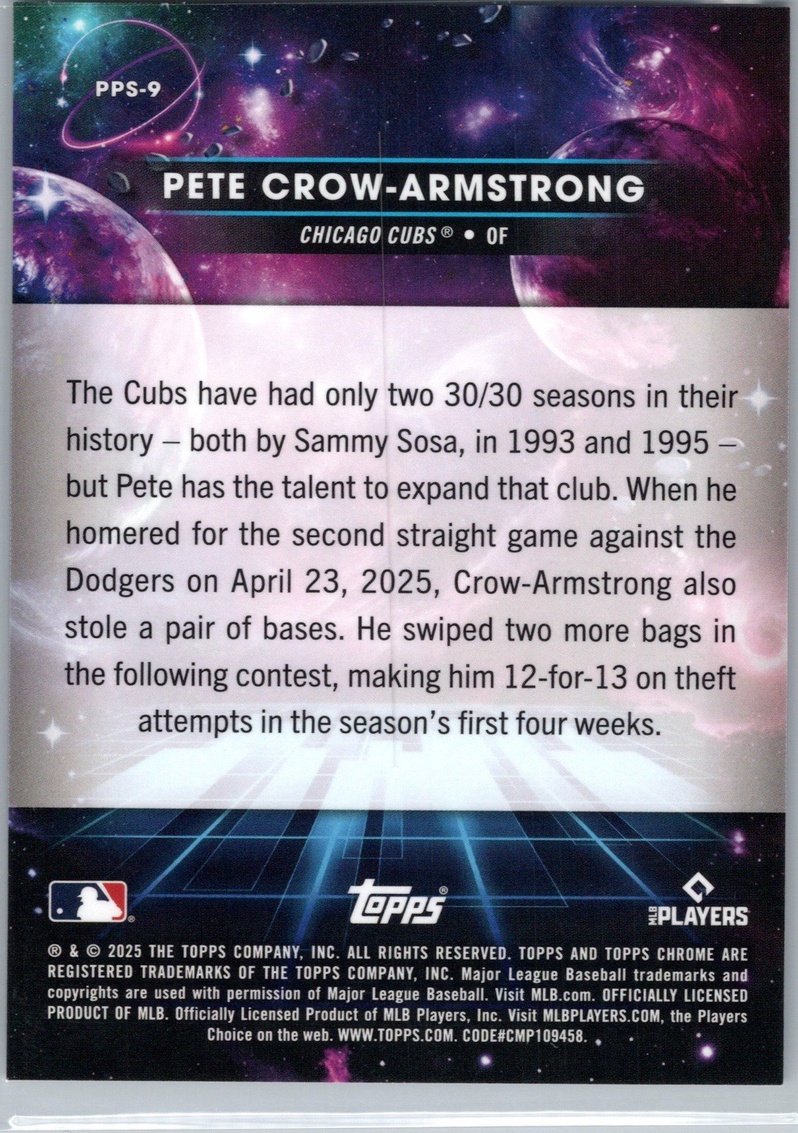 2025 Topps Cosmic Chrome Pete Crow-Armstrong Planetary Pursuit SUN SSP #PPS-9 ☀️