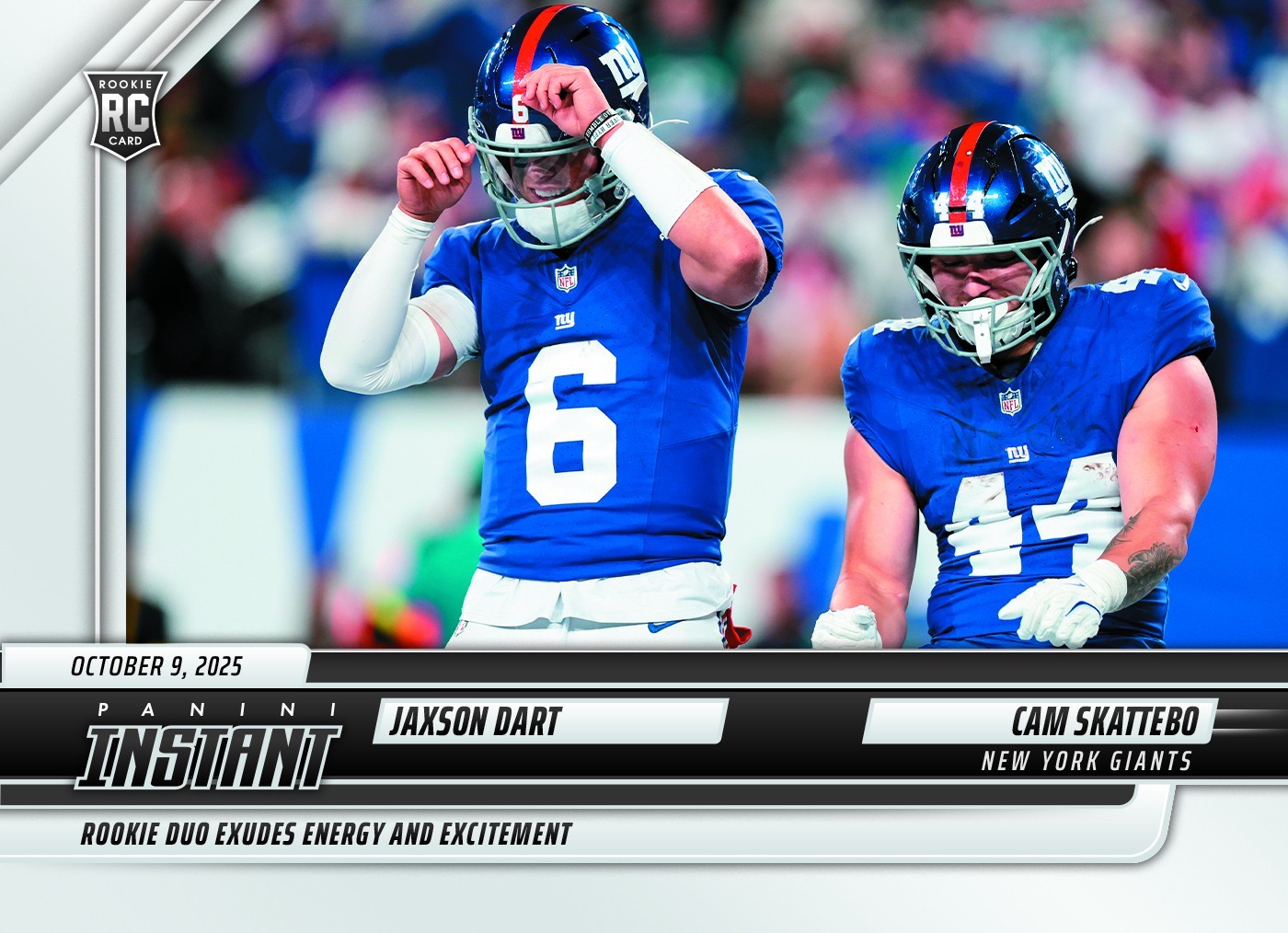 2025 Panini Instant NFL Jaxson Dart/Cam Skattebo ROOKIE CARD SP Giants #139 RC