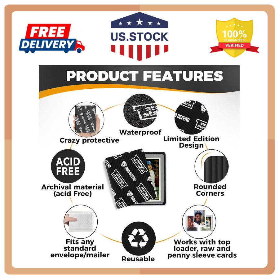 Ding Defend 110-Pack Trading Card Protector Shipping – 3.5 x 4.5 Inch Black Hobb