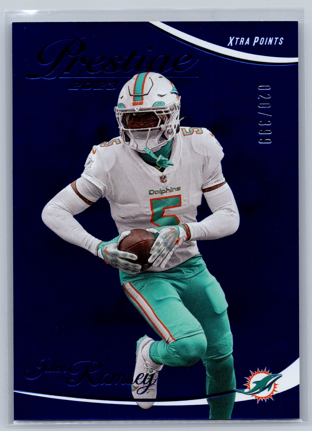 2023 Panini Prestige #180 Jalen Ramsey Xtra Points Blue SP/399 Miami Dolphins