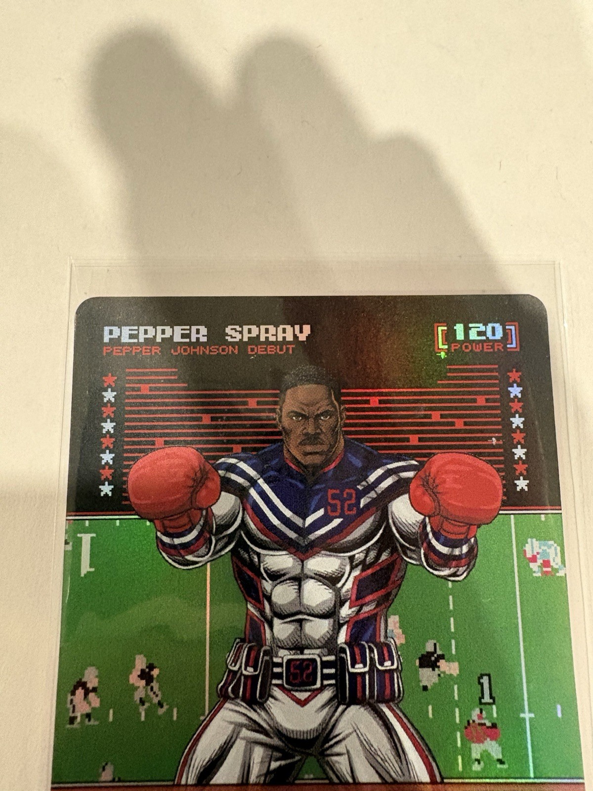 2026 Tecmo Bowl “Pepper Spray”, Pepper Johnson AUTO #PJA9 Battlefoil