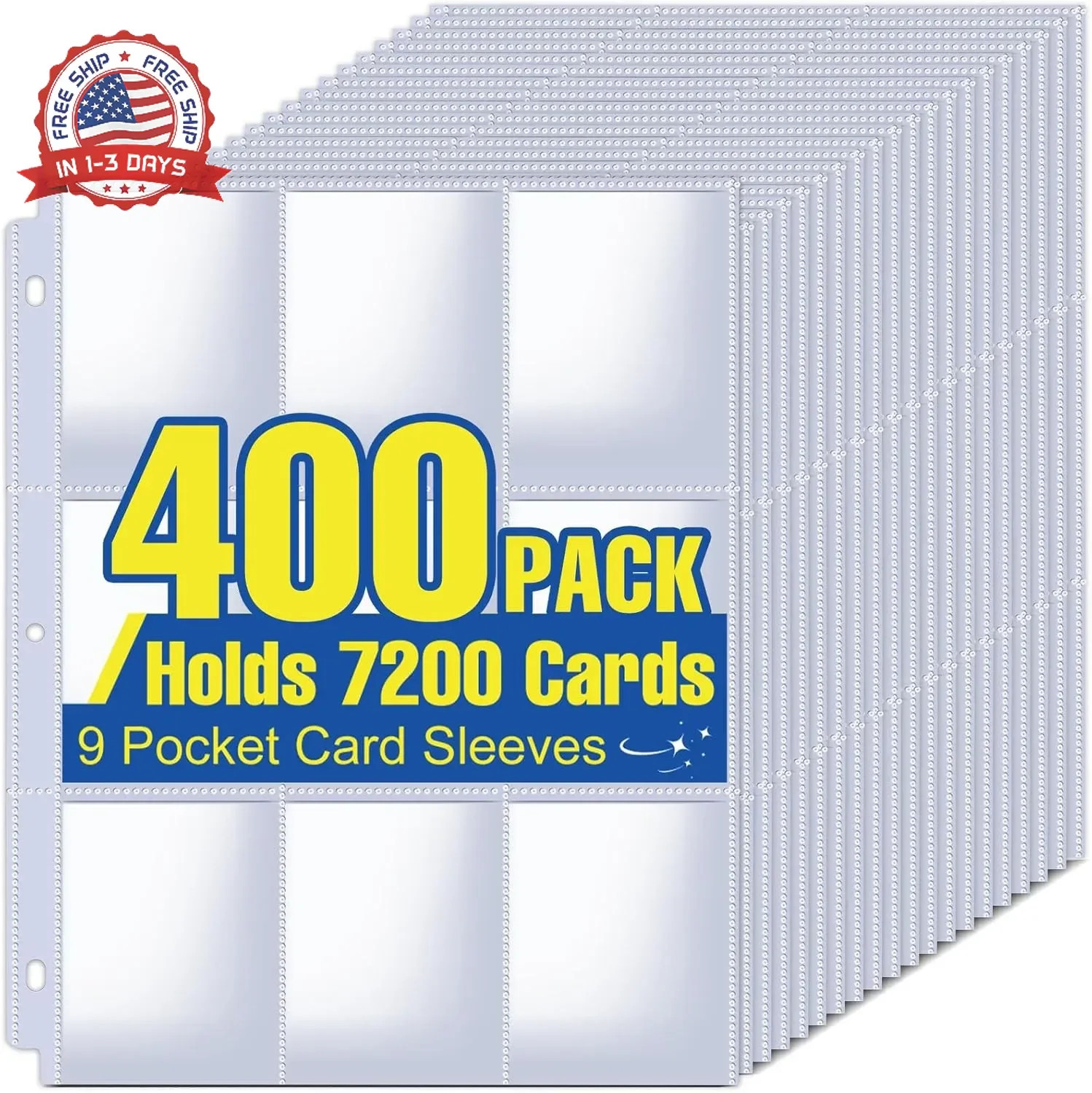 7200 Pockets Card Sleeves Binder Sheets, 9 Pocket Card Sleeves for 3 Ring Binder