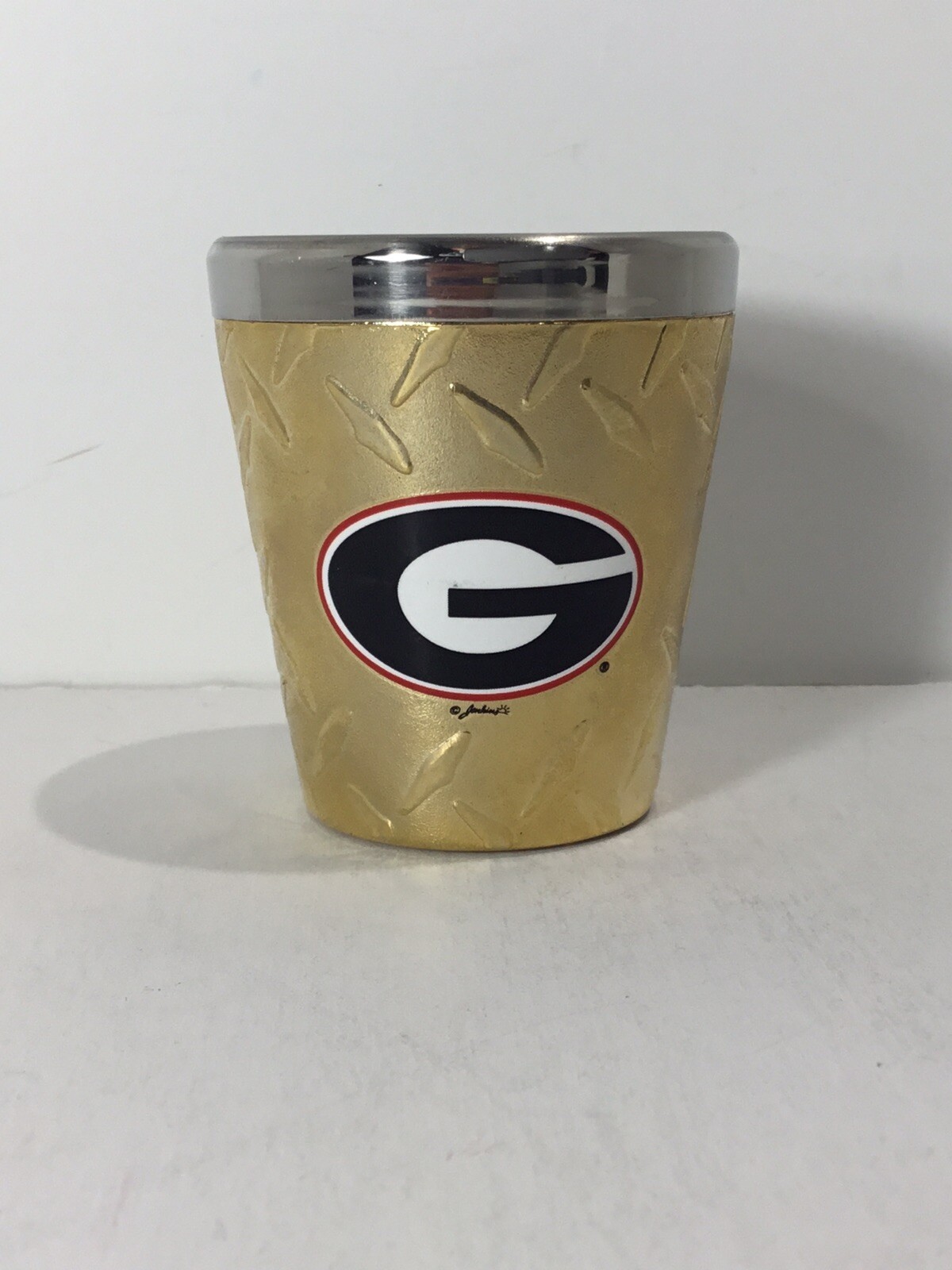 Georgia Bulldogs Collegiate Shot Glass Gold Metal Diamond Plate Football NCAA