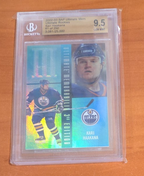 2002-03 Be A Player Ultimate Memorabilia 3rd Ed. Kari Haakana BGS 9.5 Gem Mint