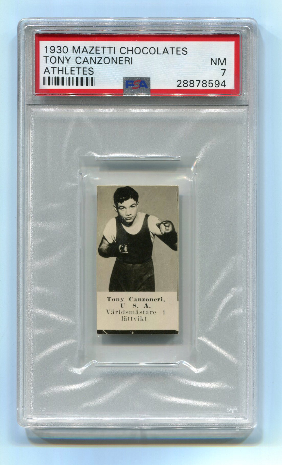 1930 Mazetti Black Tint Tony Canzoneri PSA 7 NM HOF Boxing Swedish Pop 1 Highest