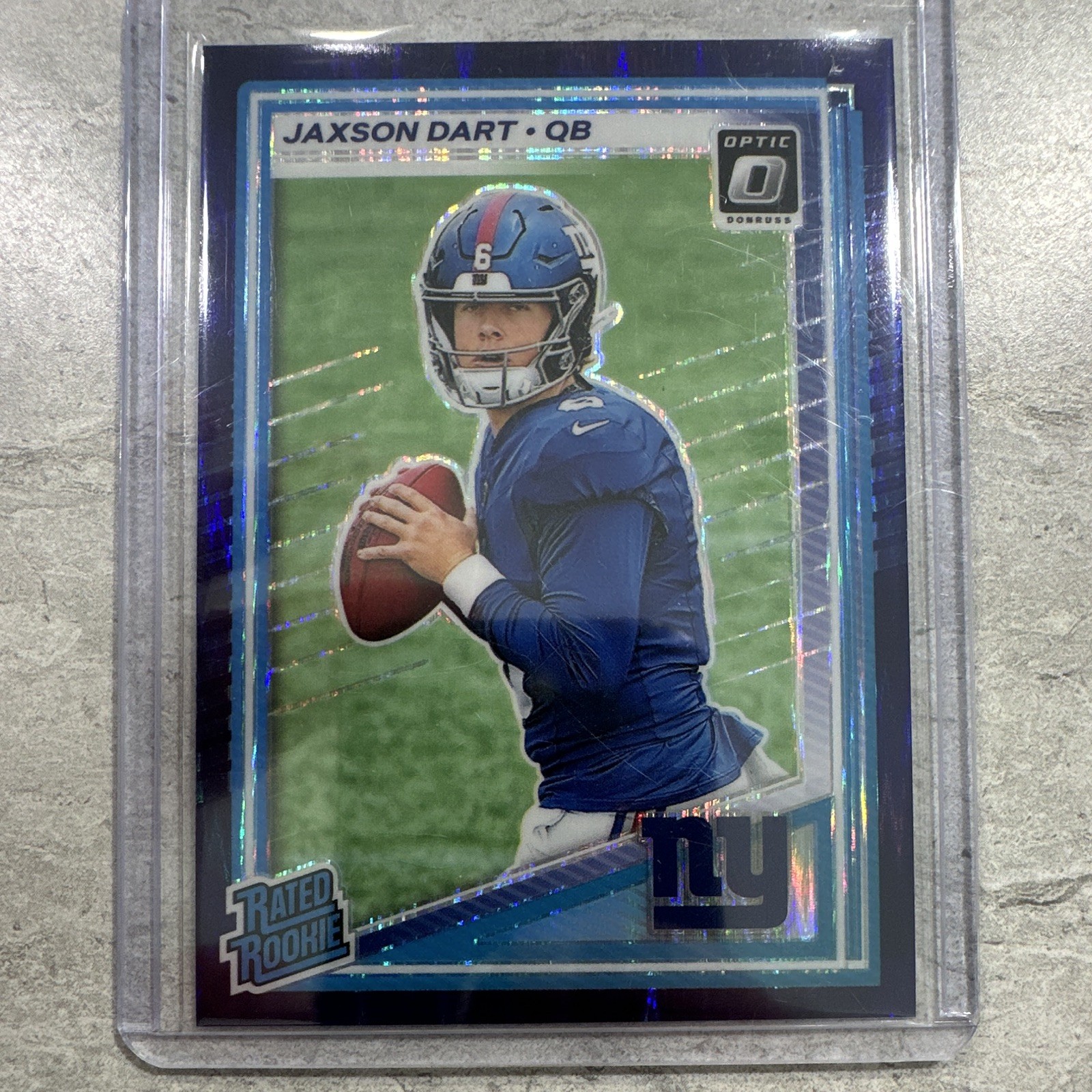 2023 Panini Donruss Optic Jaxson Dart Rated Rookie Purple Shock #273 Giants
