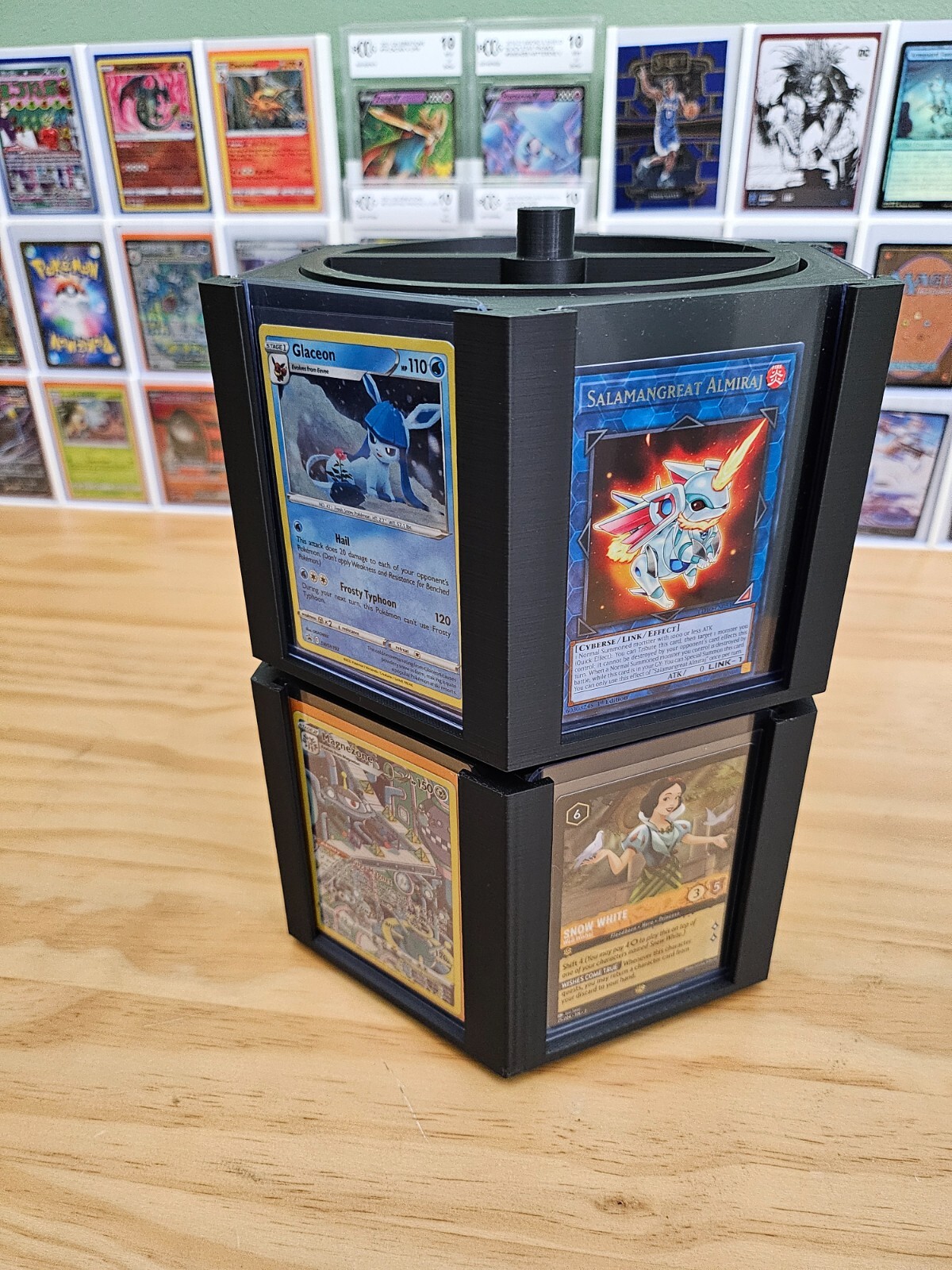 1x Spinning Stackable Trading Card Display Stand for 6 Toploaders Pokémon Sports