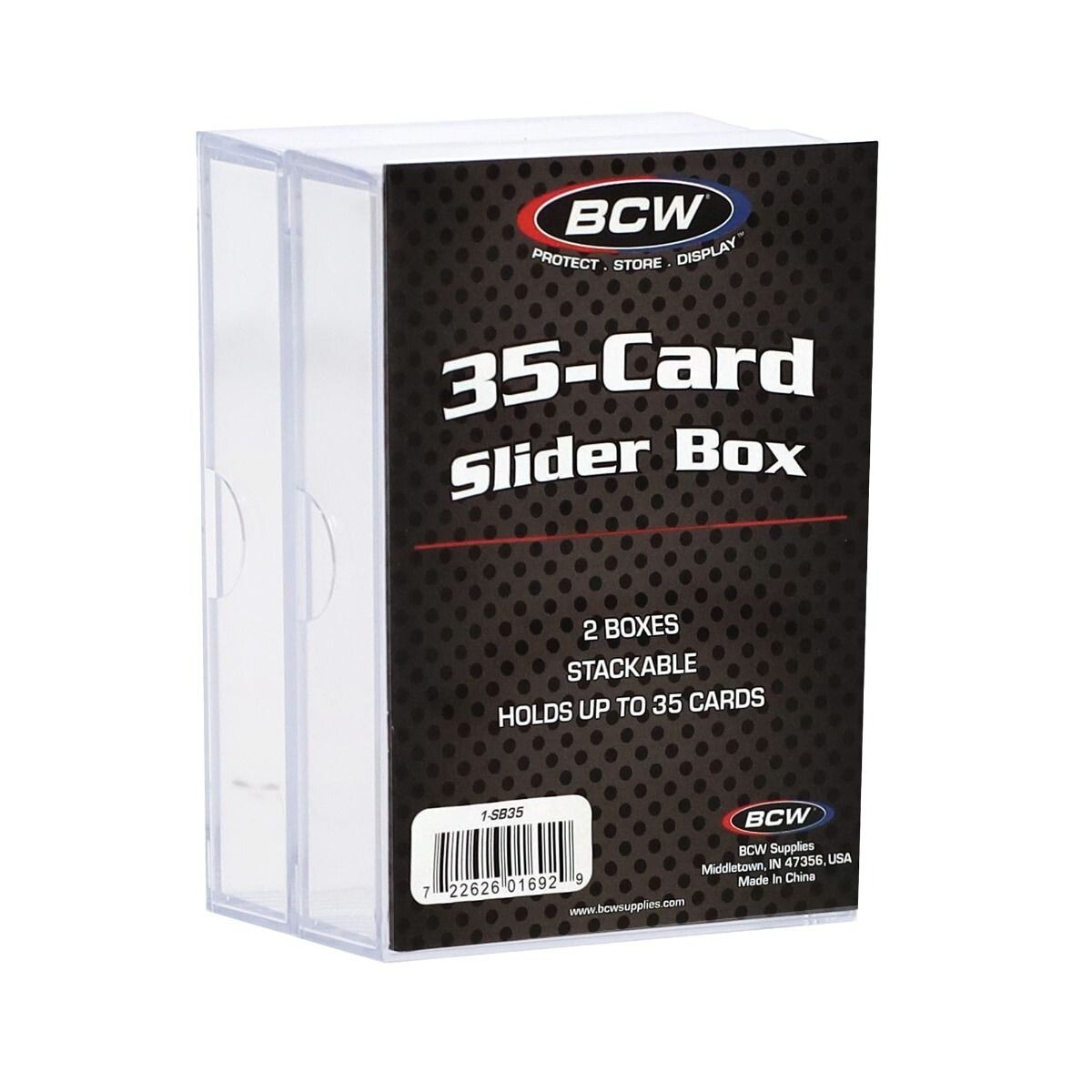 (2-Pack) BCW 35 Card Size Slider Box Stackable Plastic Trading Card Storage Case