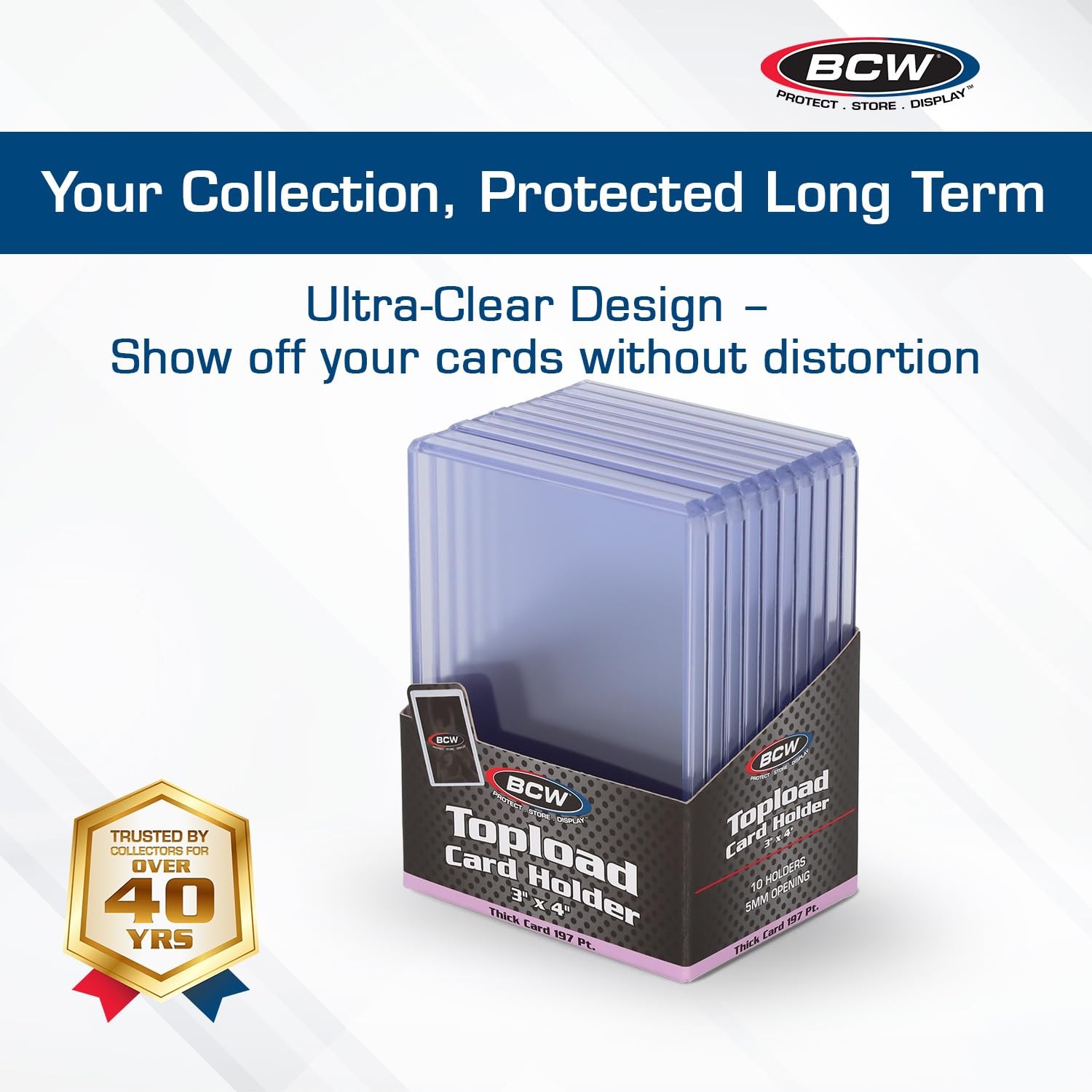 197 PT. Thick Card Topload Holder – Pack of 10 | Durable Rigid PVC Toploader …