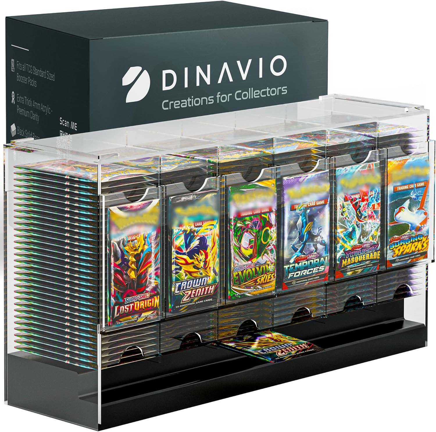 6 Slot Booster Pack Dispenser with Black Base Fits 240 Booster Packs for Dispen