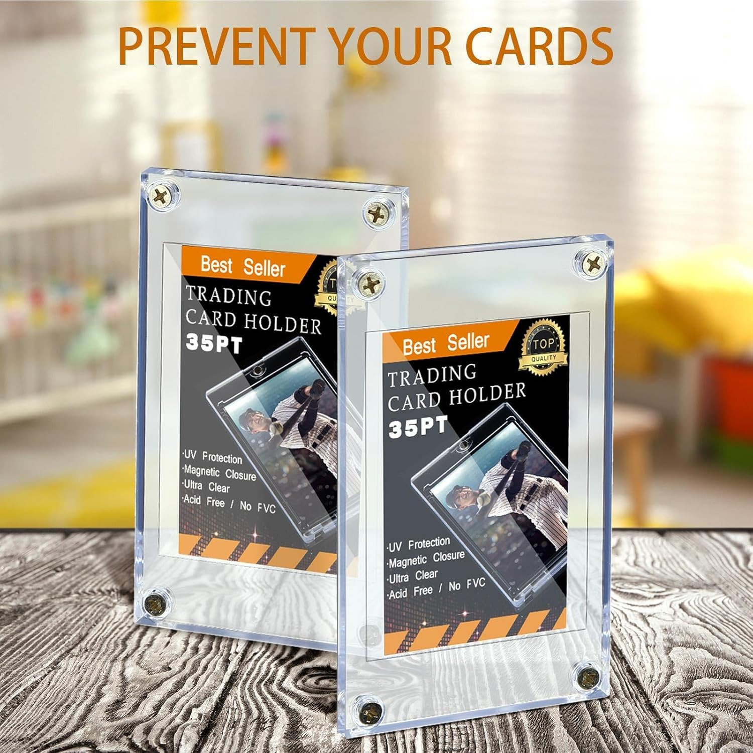 30 Pcs Screw Trading Card Protector with Display Stands Acrylic 35 PT Baseball C