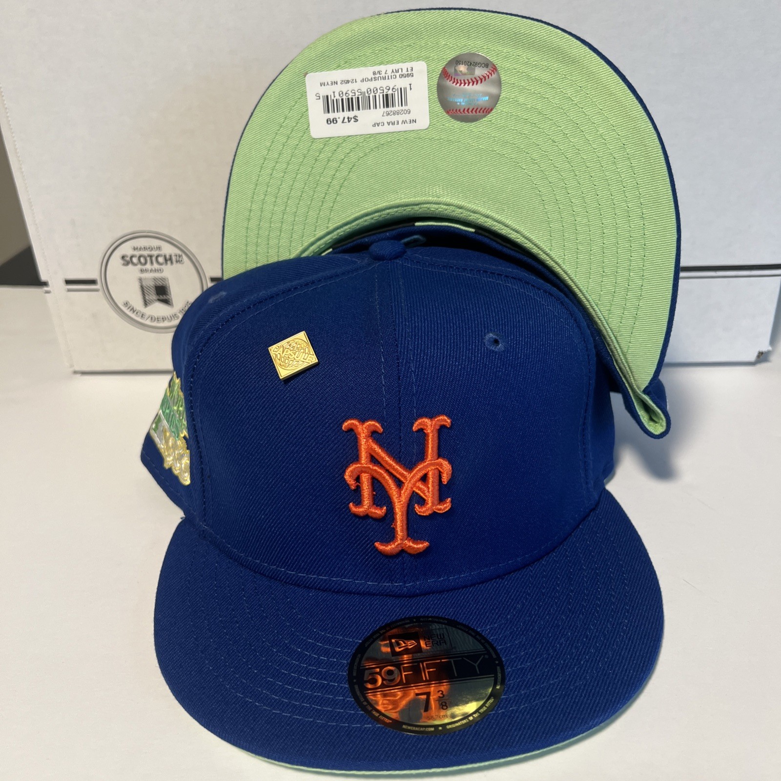New Era New York Mets 1986 World Series Patch 59FIFTY Fitted Hat Cap Size 7 3/8