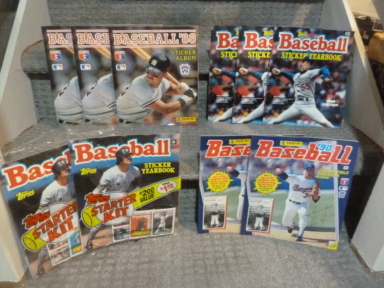 1988 1989 1990 Topps Yearbook + Panini Baseball Sticker Album LOT with stickers