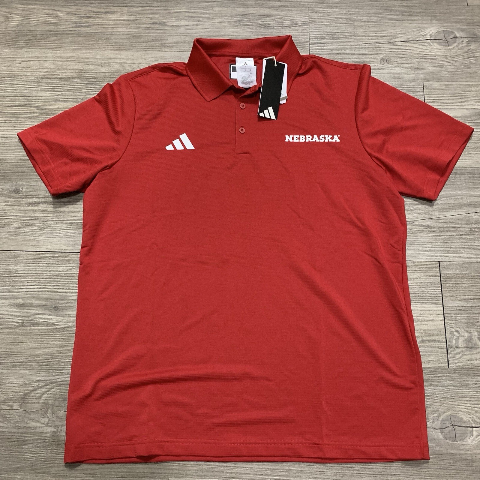 Adidas Nebraska Cornhuskers Ottoman Polo Shirt Red NCAA KA2231 L NEW w Tags