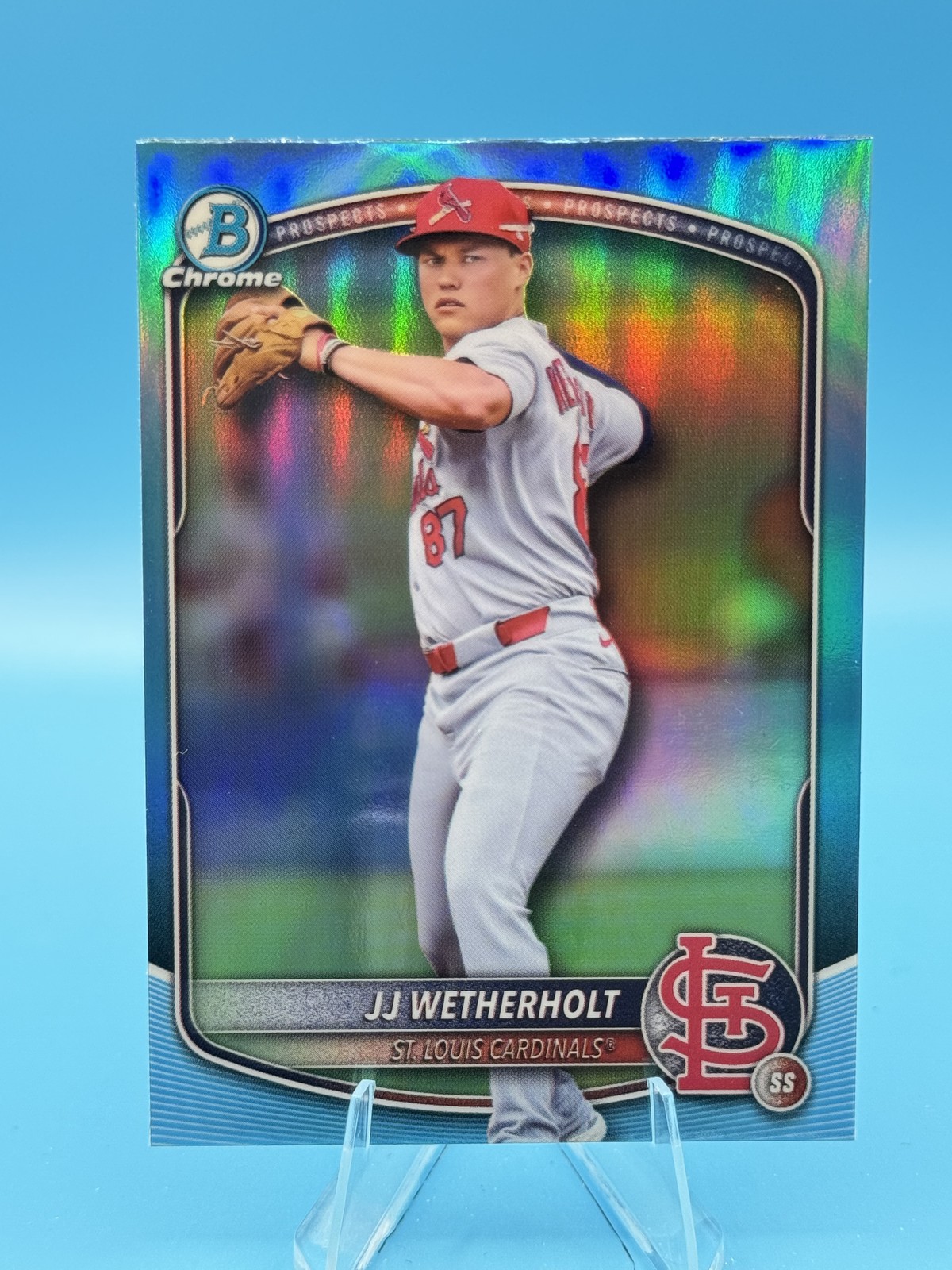 2025 Bowman Draft #BDC-145 JJ Wetherholt Chrome Sky Blue Refractor