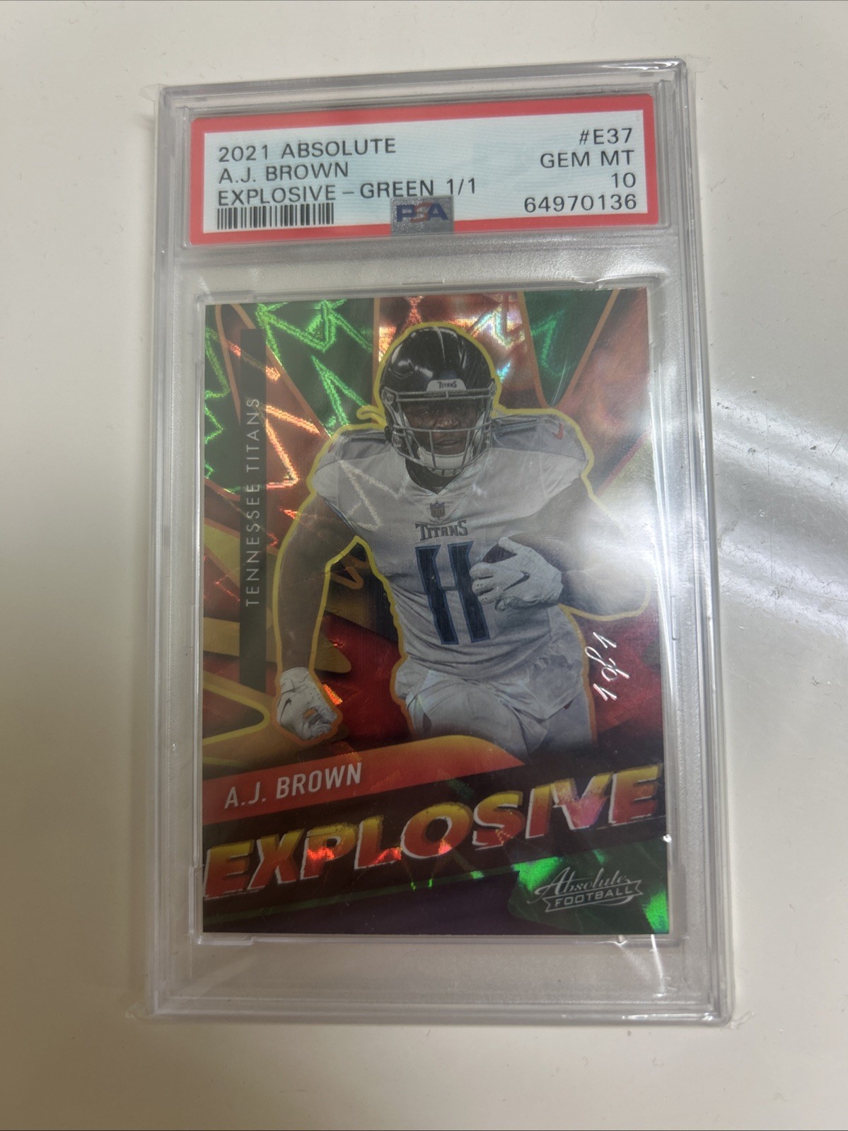 A.J. Brown 2021 Absolute Green Explosive 1/1 Eagles/Titans PSA 10 Gem
