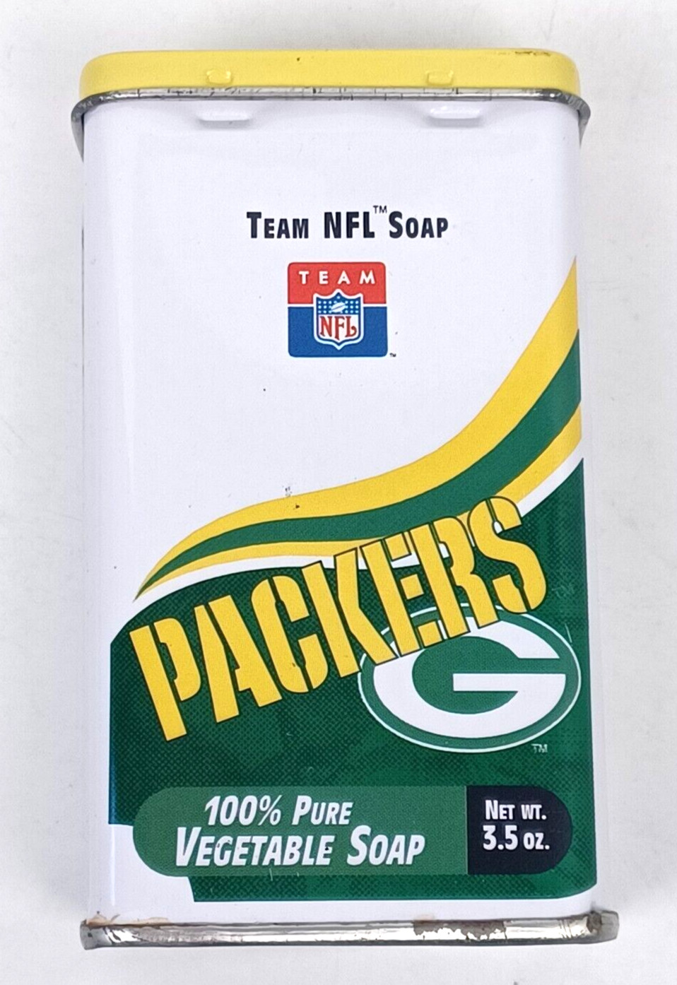Vtg ’90’s Green Bay Packers Team NFL 100% Pure Vegetable Soap 3.5 ounce Can NOS
