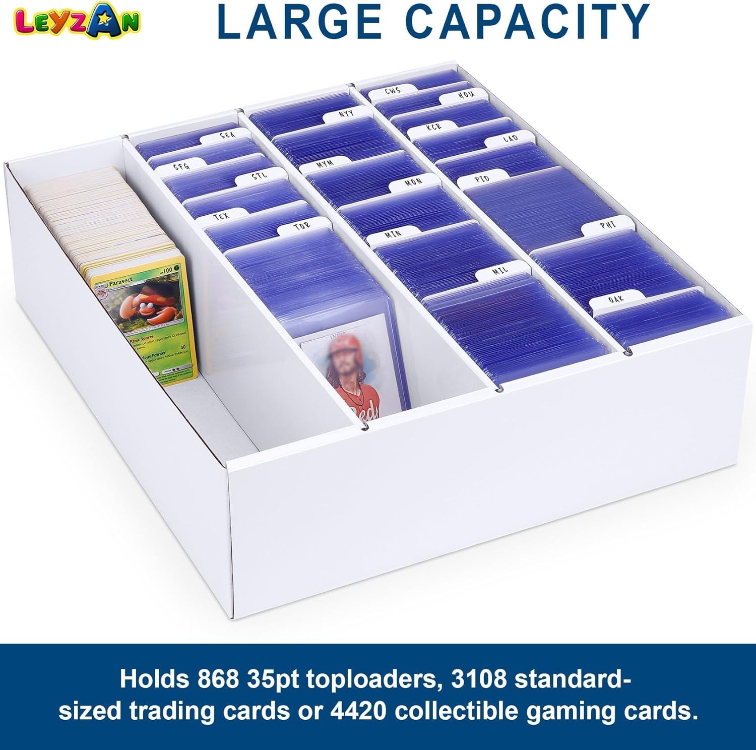 Large Capacity Trading Card Box, 3200 Cards, Waterproof, Foldable, Organizer