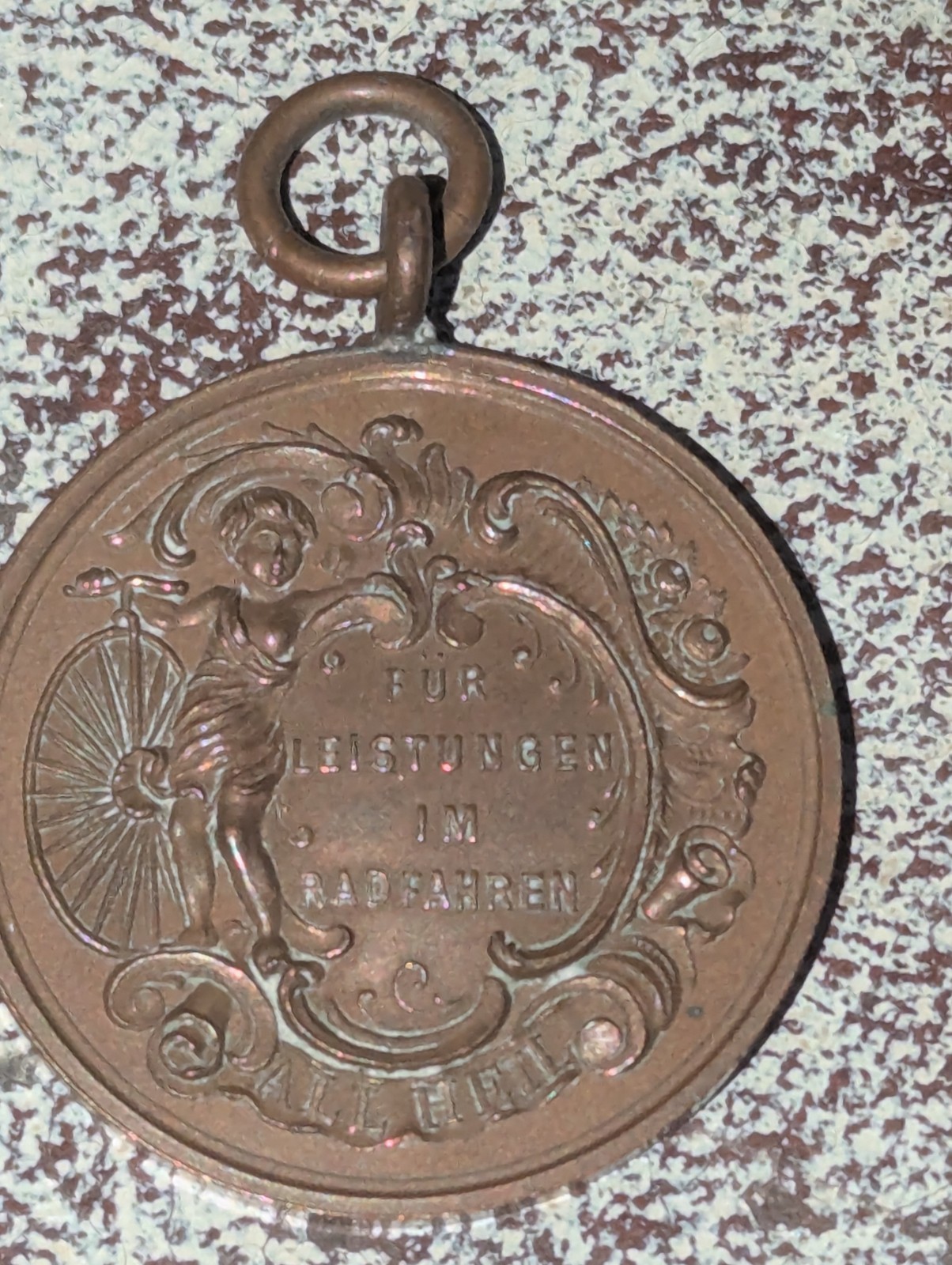 Antique Early Late 1800s Bicycling Cycling Award Medal TANDEM 1891 RADFAHREN