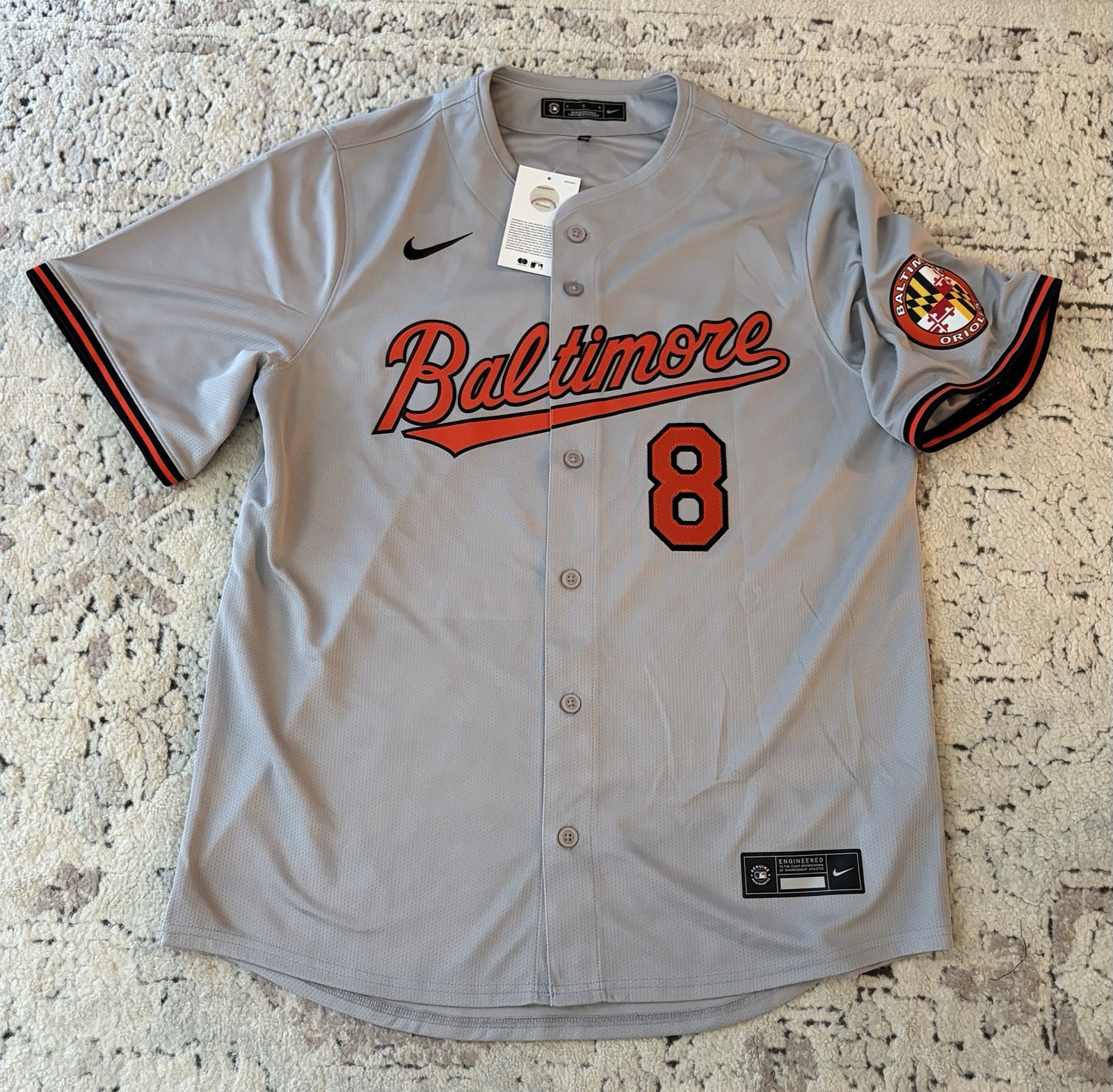Nike Authentic Baltimore Orioles Cal Ripken Jr Baseball Gray Jersey Men’s Sz L