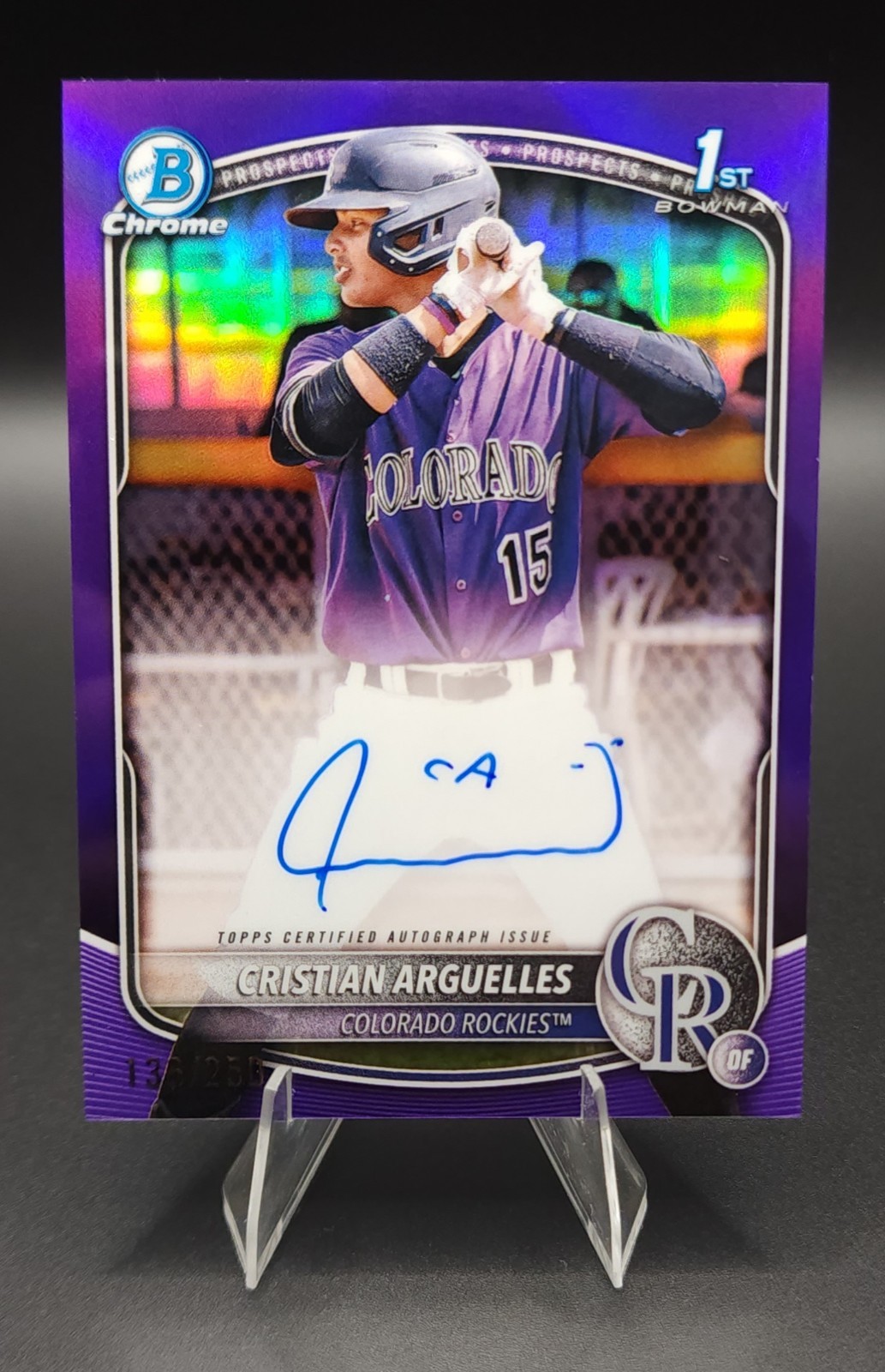 2025 Bowman Chrome 1st CRISTIAN ARGUELLES AUTO True Purple /250 #CPA-CAR Rockies