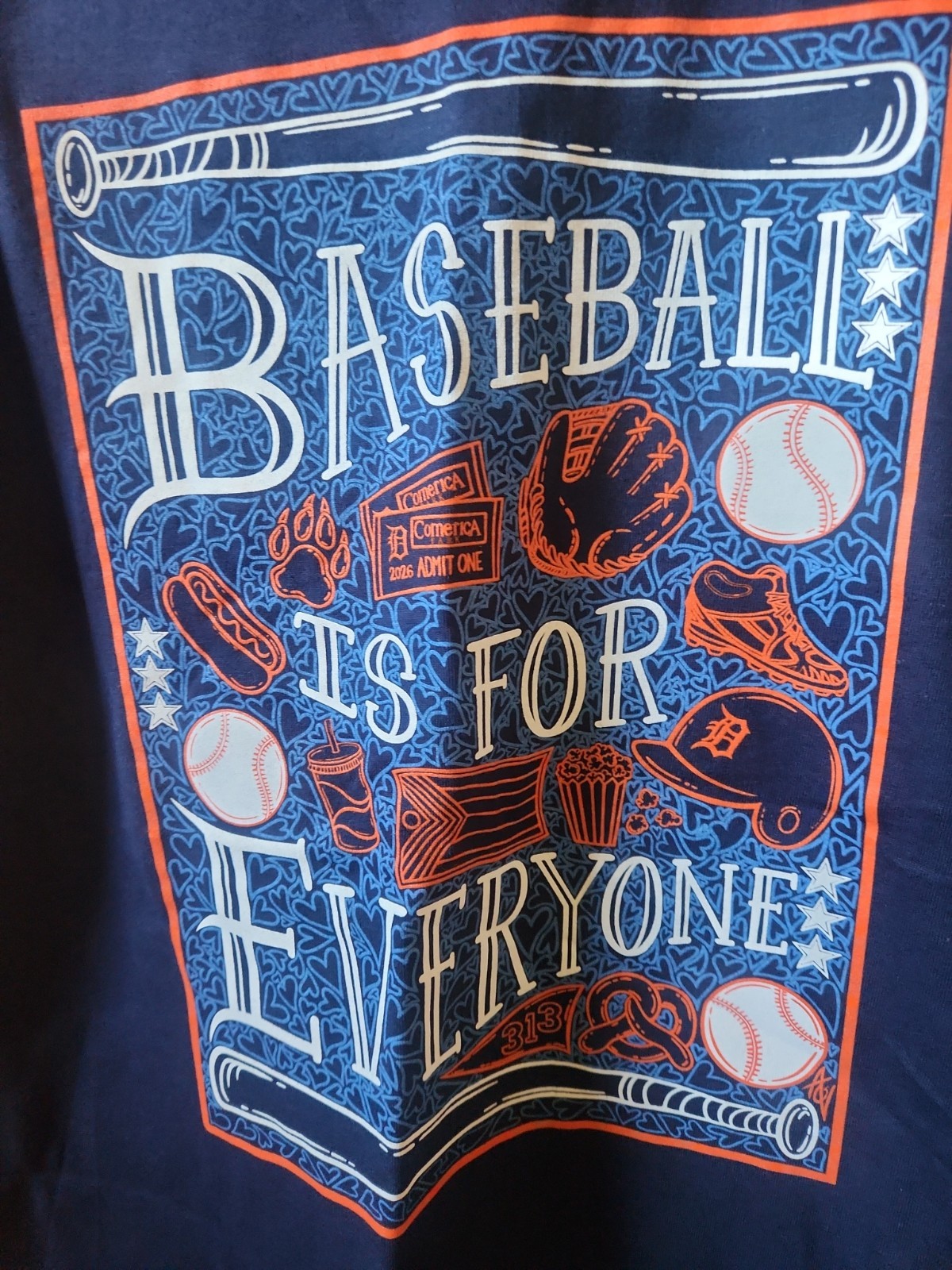 Detroit Tigers Baseball Is For Everyone T-SHIRT, SGA 6/23/26 Medium New