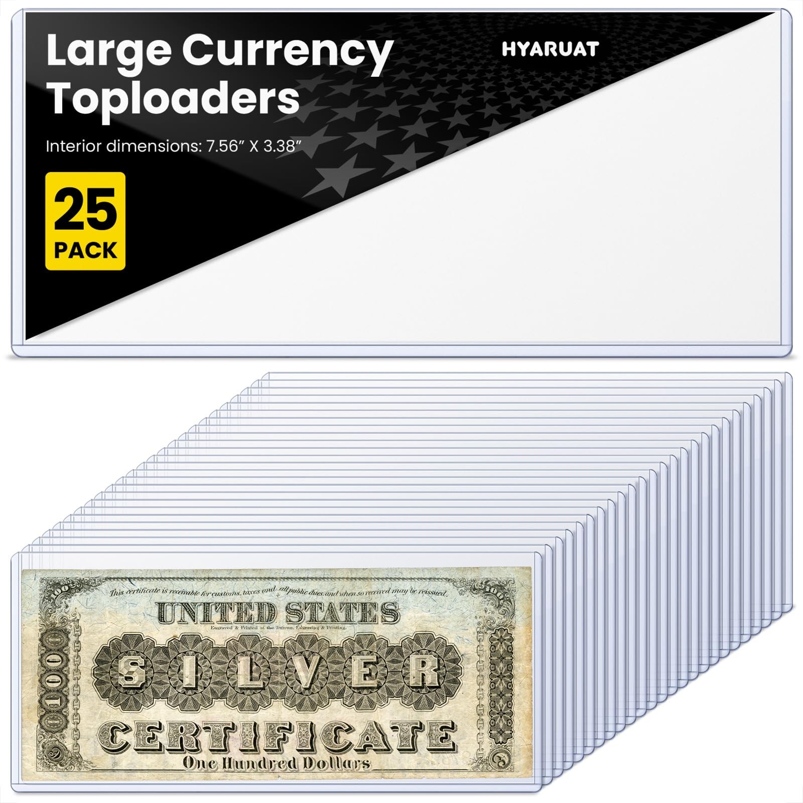 HYARUAT Large Currency Toploader – Premium Currency, Clear Light Blue