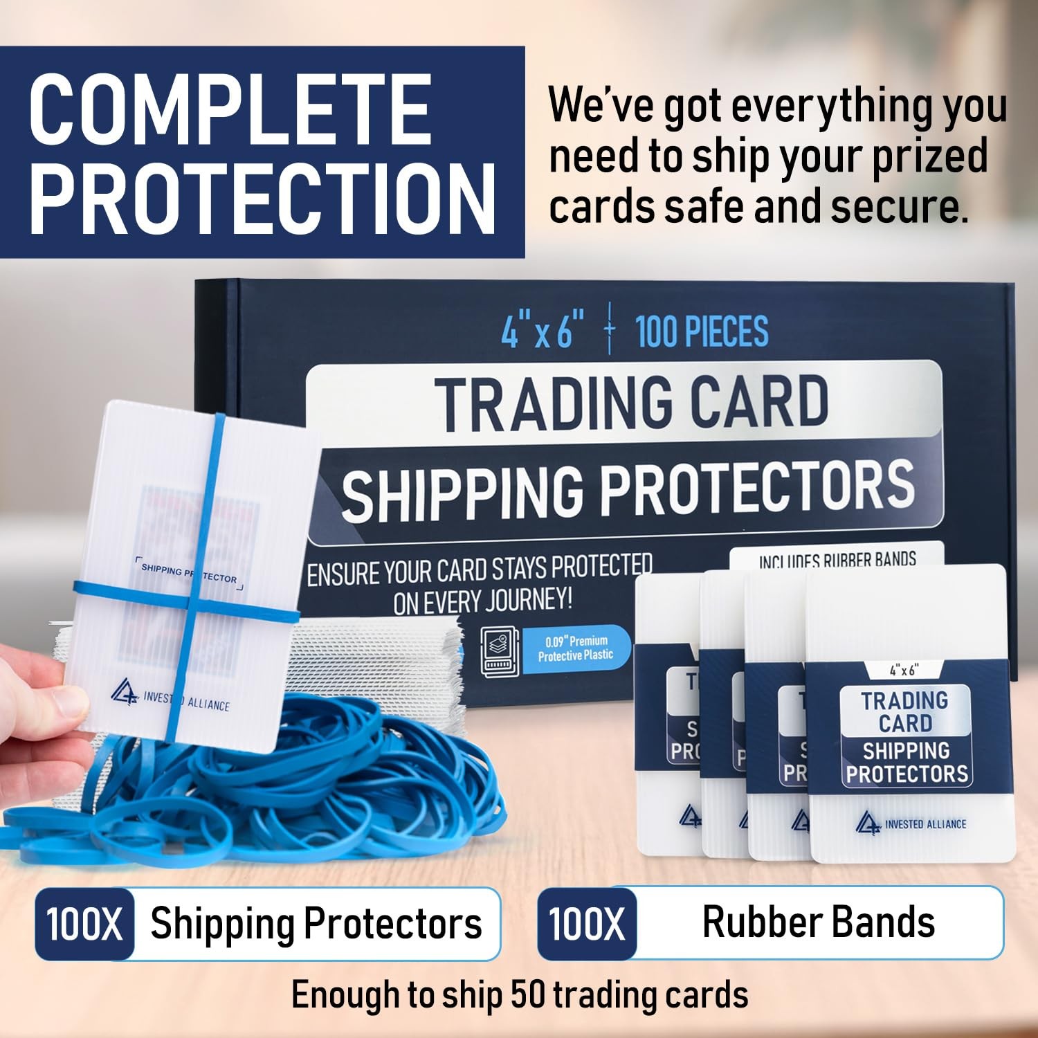 Premium Bundle Trading Card Shipping Protector with Rubber Bands | Graded Car…