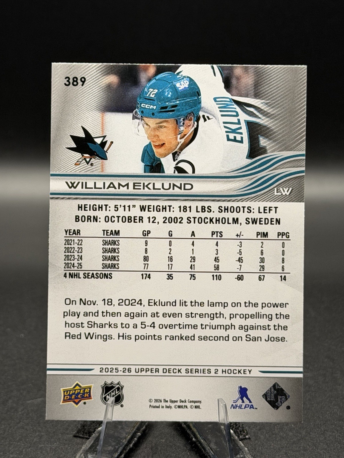 2025-26 Upper Deck Series 2 – William Eklund #389
