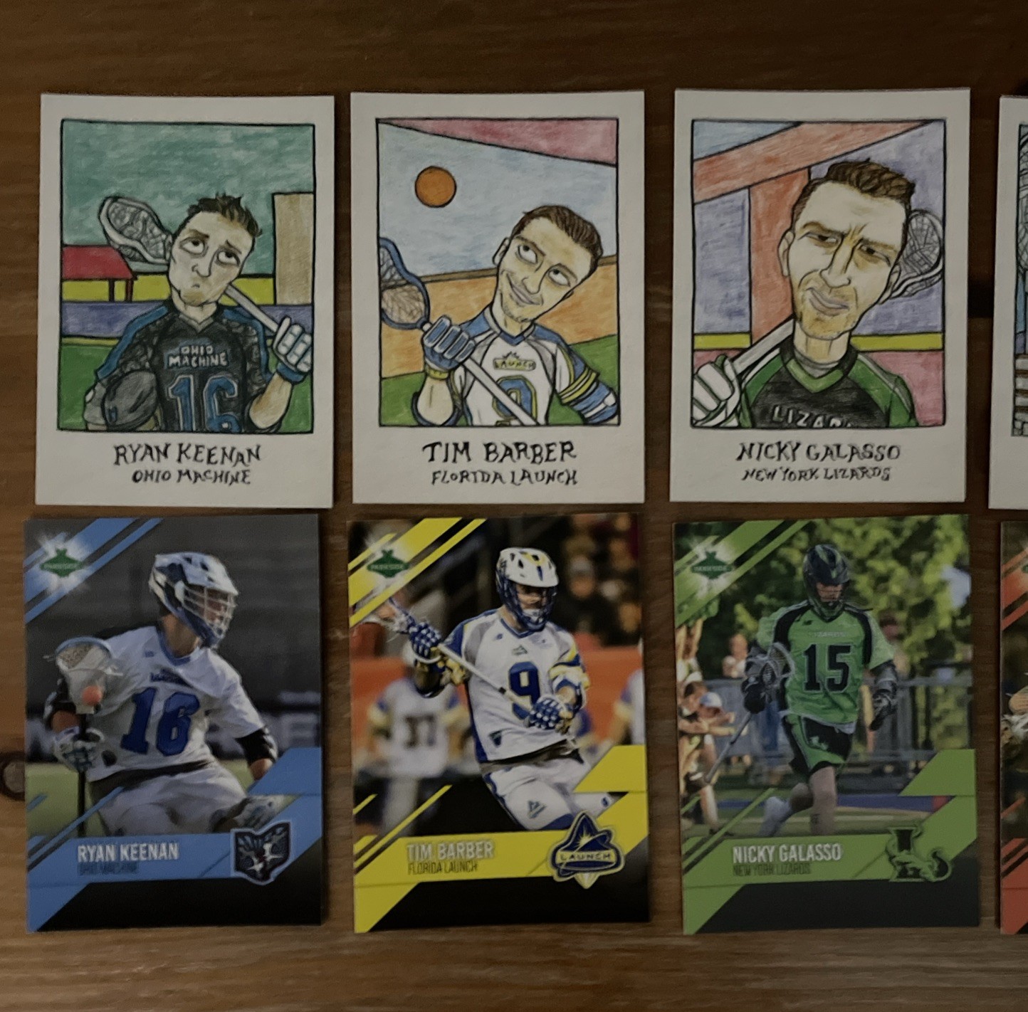 10 Cartoon Lacrosse Cards with matching player cards Parkside MLL Lacrosse Set.