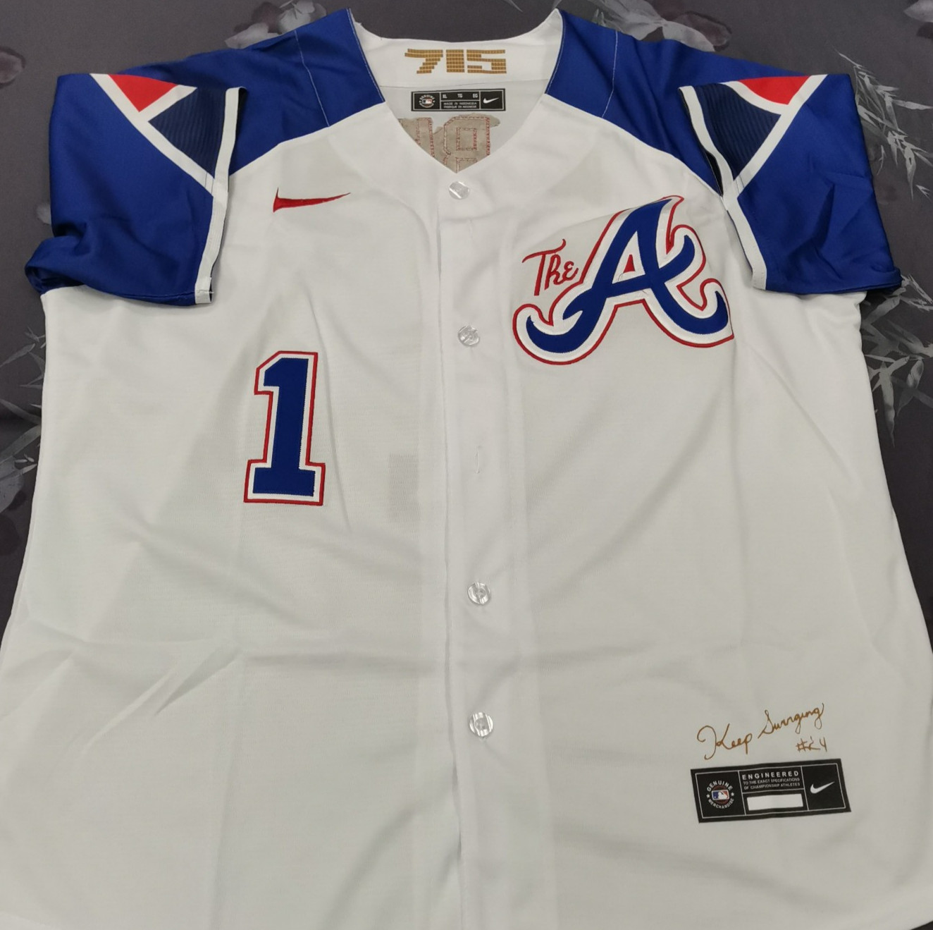 ATL #1 Ozzie Albies City White Cool Base Sewn Stitched Jersey.