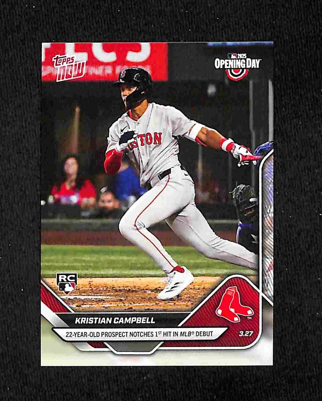2025 Topps NOW – Kristian Campbell #11 Red Sox 1st HIT DEBUT RC Rookie 🔥