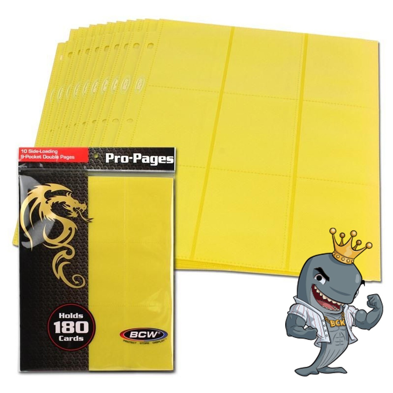 BCW Pro Double-Sided 9-Pocket Pages 10ct Pack – Yellow (Side Load) FREE SHIP