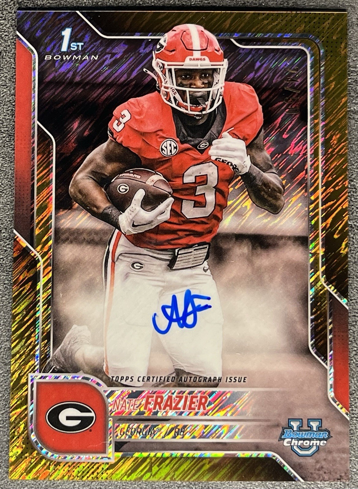 Nate Frazier 2025 Bowman Chrome 1st Gold Shimmer Refractor ON CARD Auto /50 RC