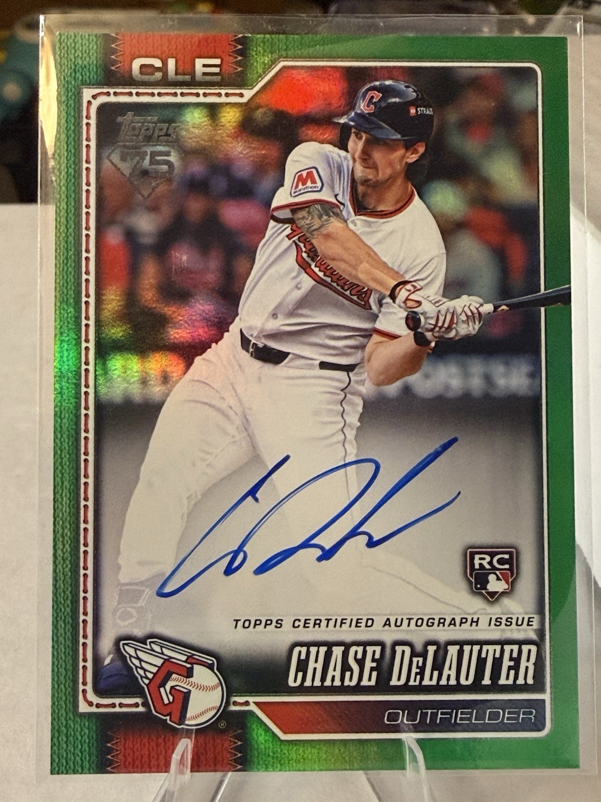 2026 Topps #458 Chase DeLauter Green Real One Auto #/99 Rookie Card