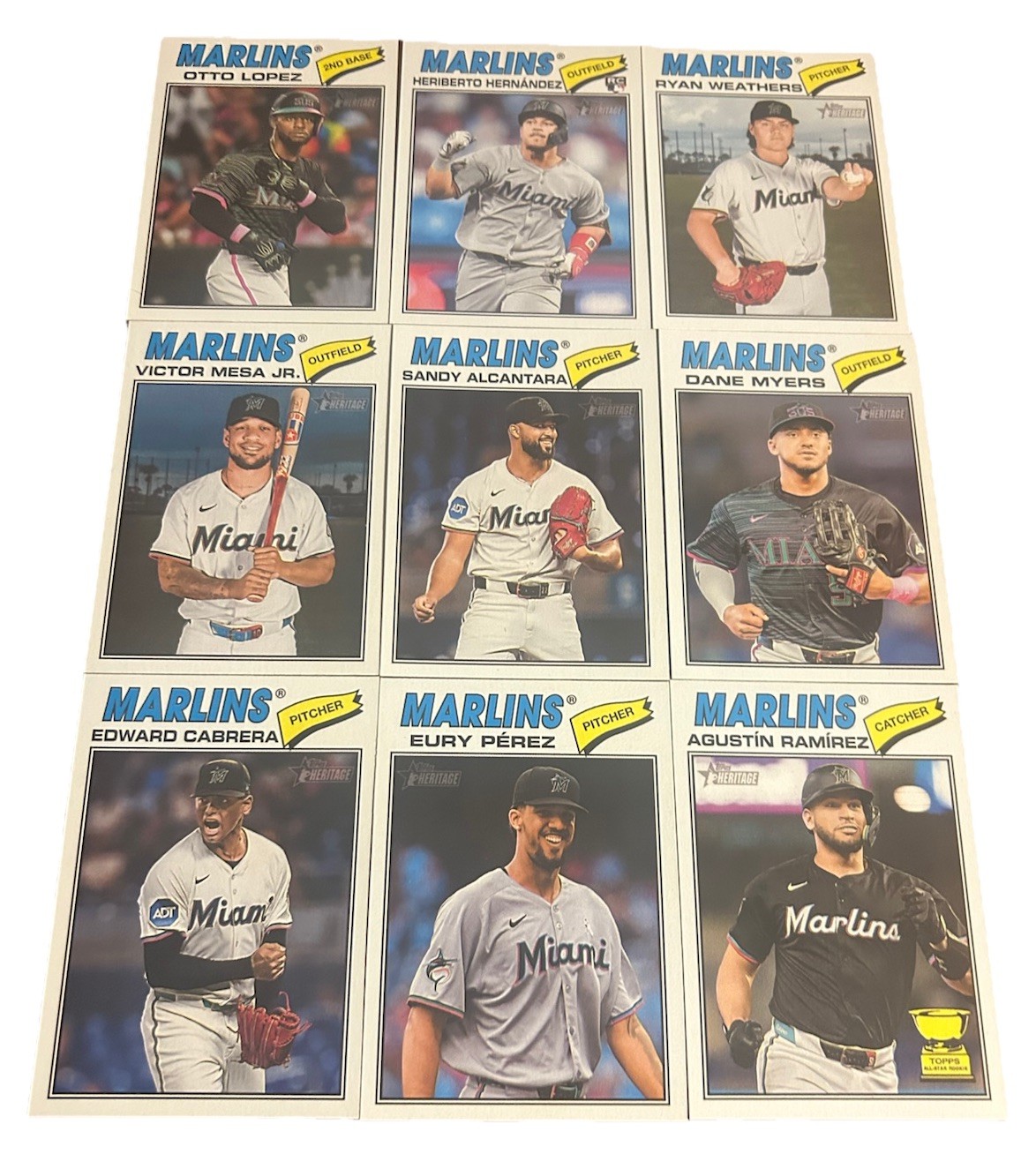 2026 Topps Heritage – Miami Marlins – Base Team Set of (9)