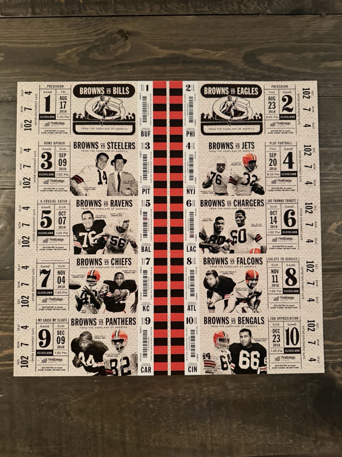 2018 Cleveland Browns Season Ticket Sheet Baker Mayfield & Nick Chubb Debut
