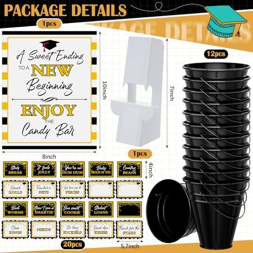 Jingmore 25 Pcs Graduation Candy Buffet Party – Black Plaid Border Style