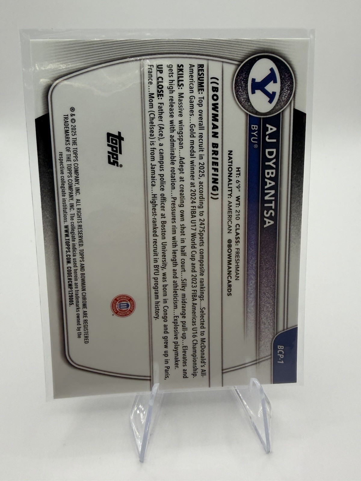 2025/26 Topps Bowman Chrome Sapphire Basketball AJ Dybantsa Rookie 1st BYU RC