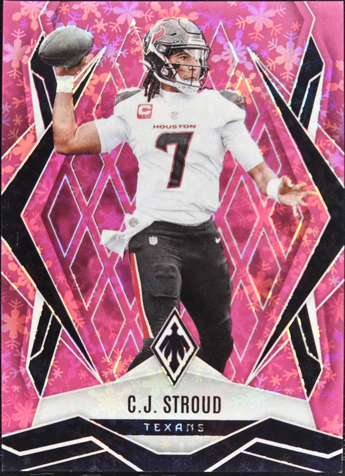 2025 Panini Phoenix Football C.J. Stroud #136 Pink Winter 1/299 Book End SN1